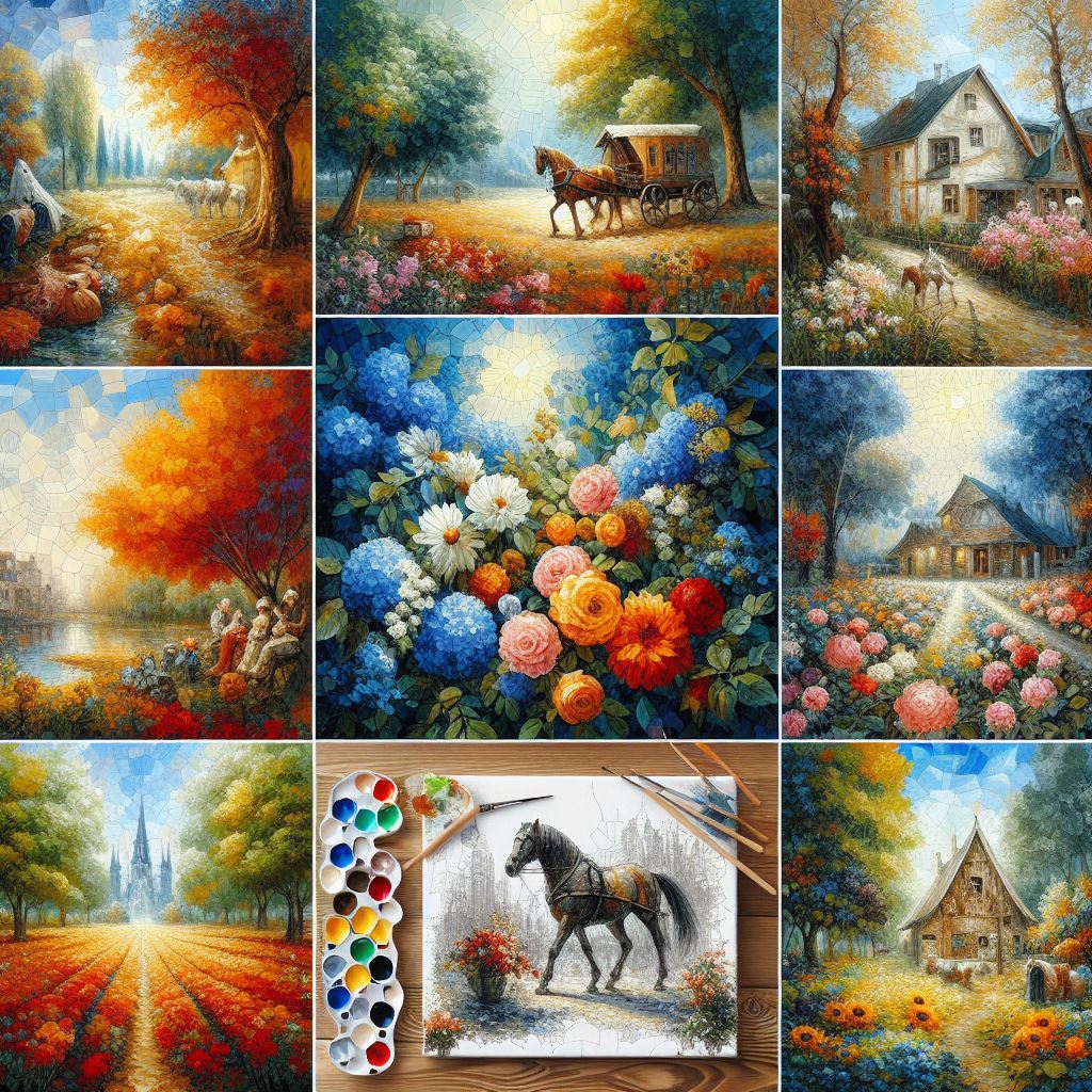 Verschiedene Malstile, vom Realismus bis zum Abstrakten