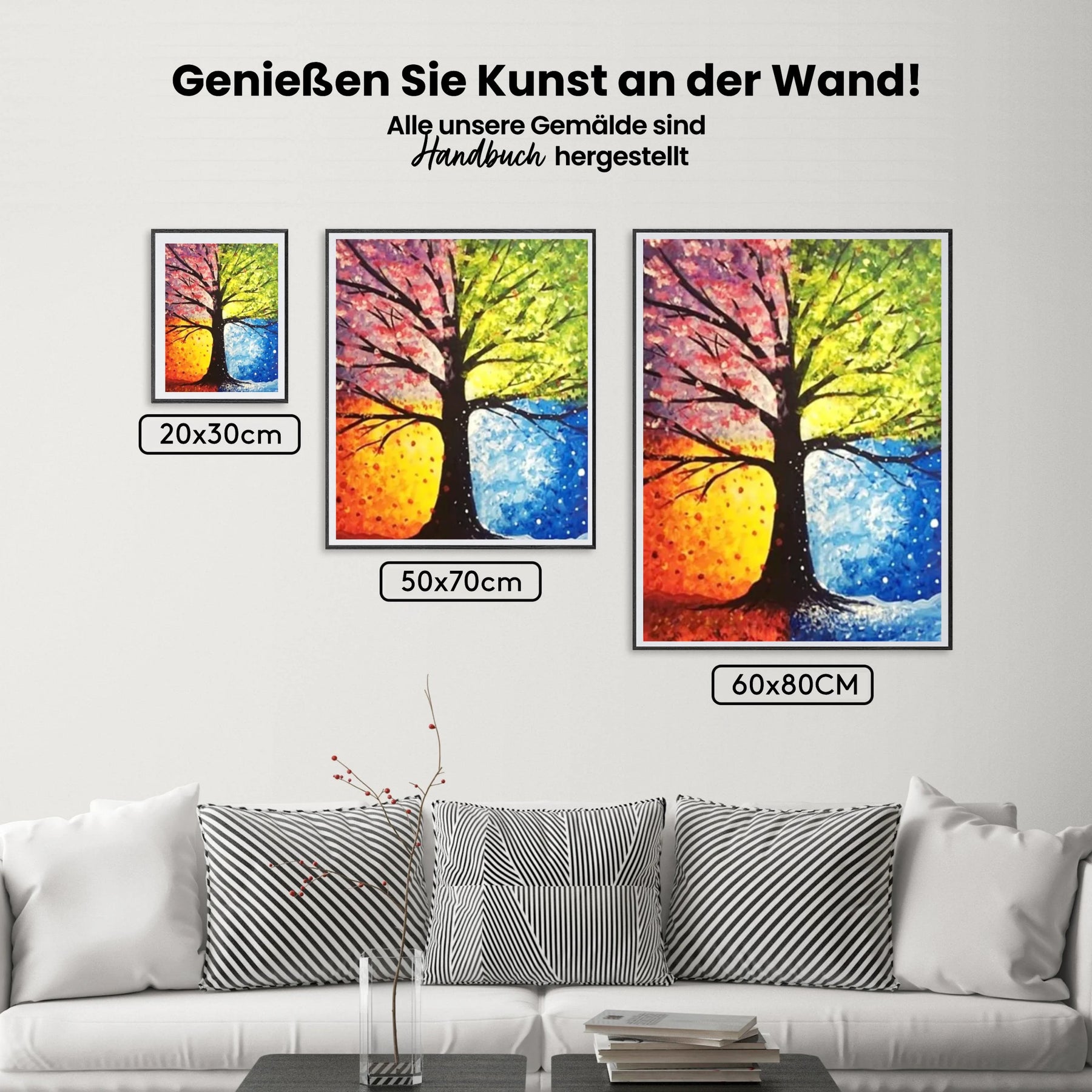 4 Saisonbäume - Malen nach Zahlen