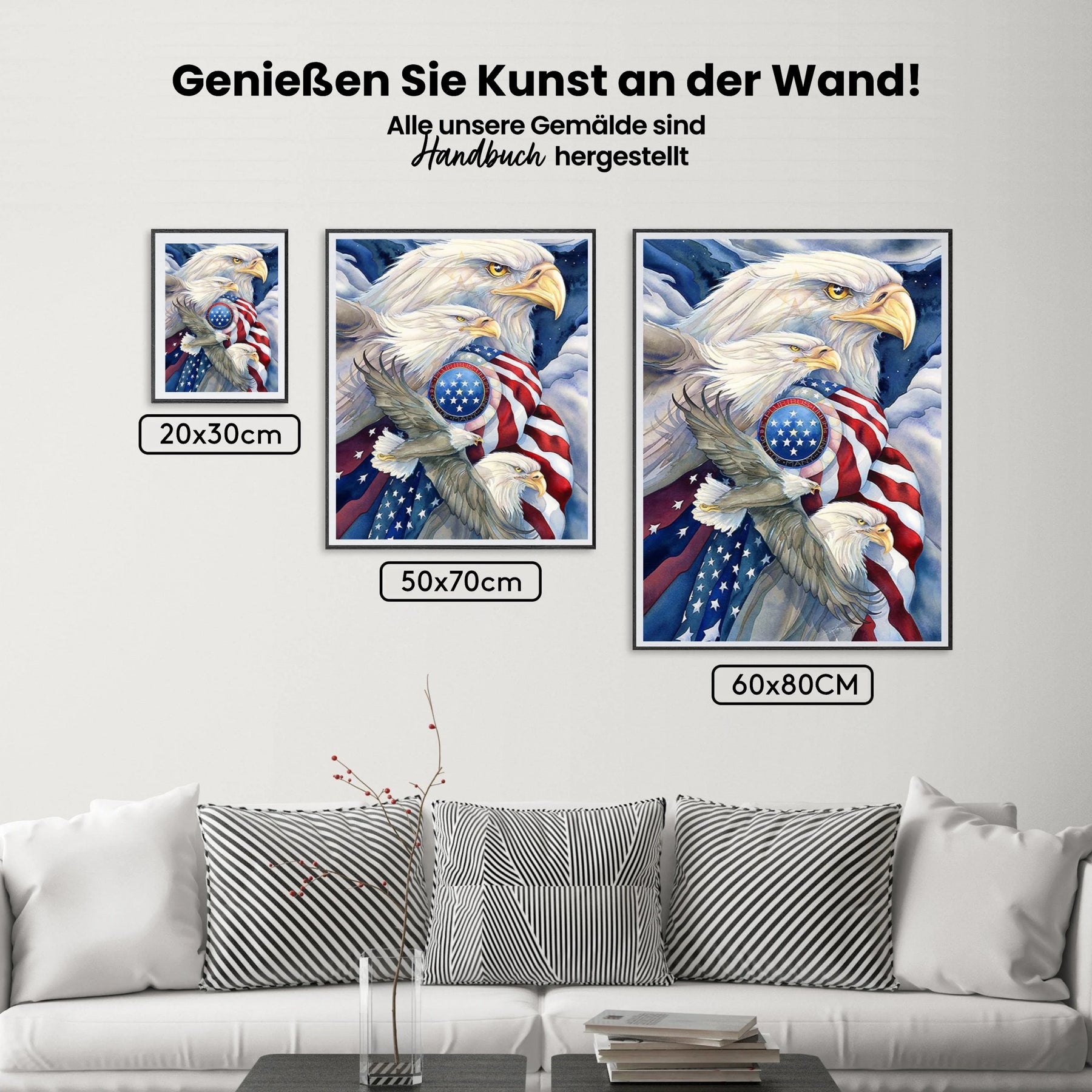 Adler - Amerikanische Flagge - Malen nach Zahlen