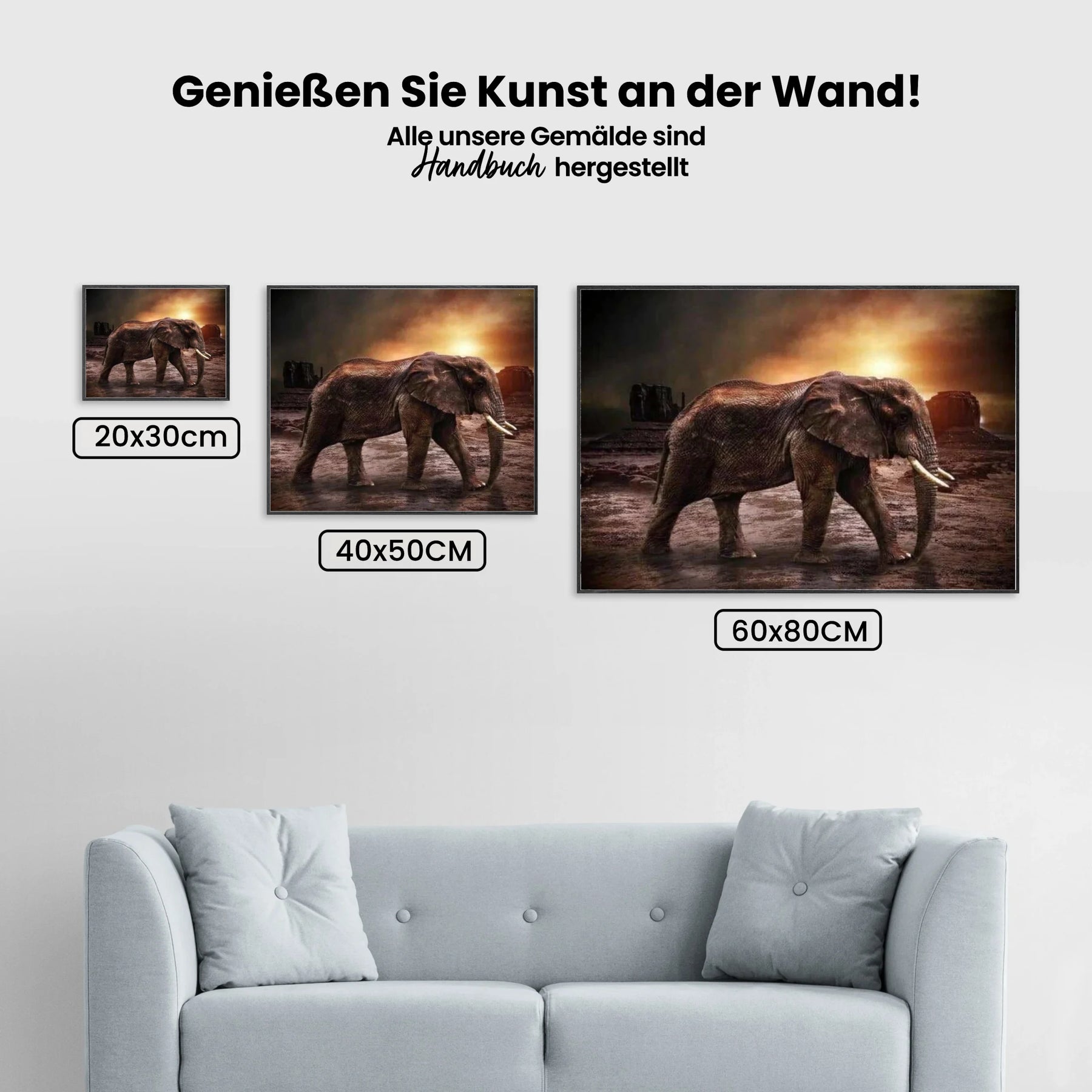 Alter Elefant in Bewegung - Malen nach Zahlen