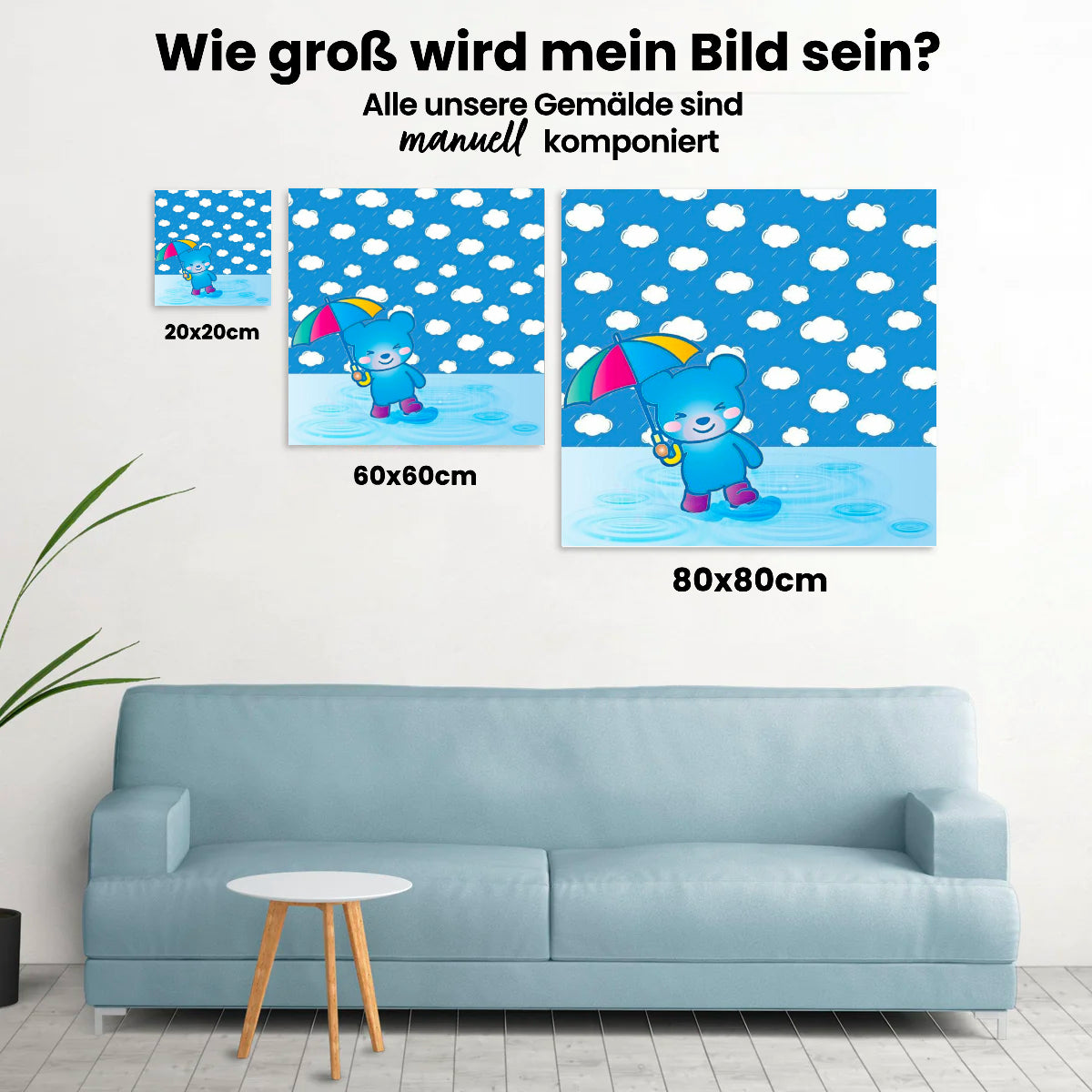 Bär im Regen - Malen nach Zahlen