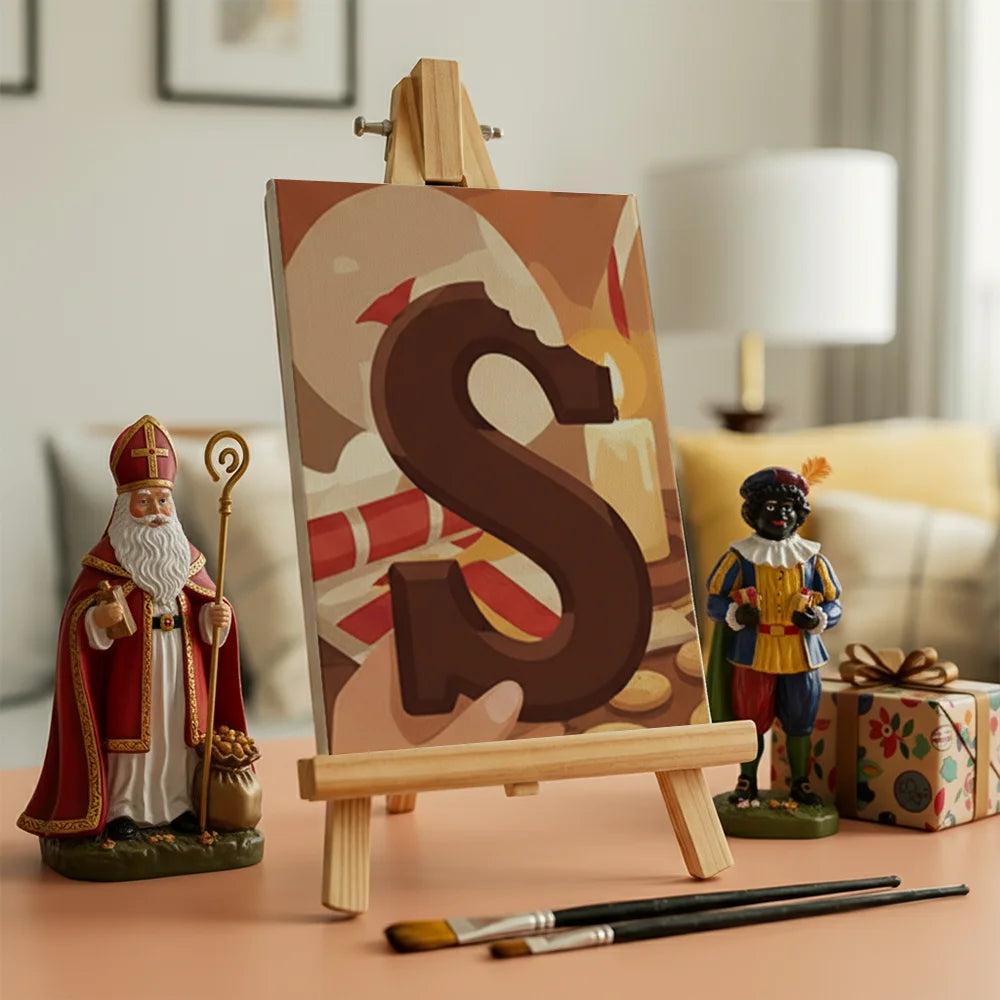 Malen nach Zahlen - 6 Mini-Gemälde | Buchstabe „S“ Schokolade