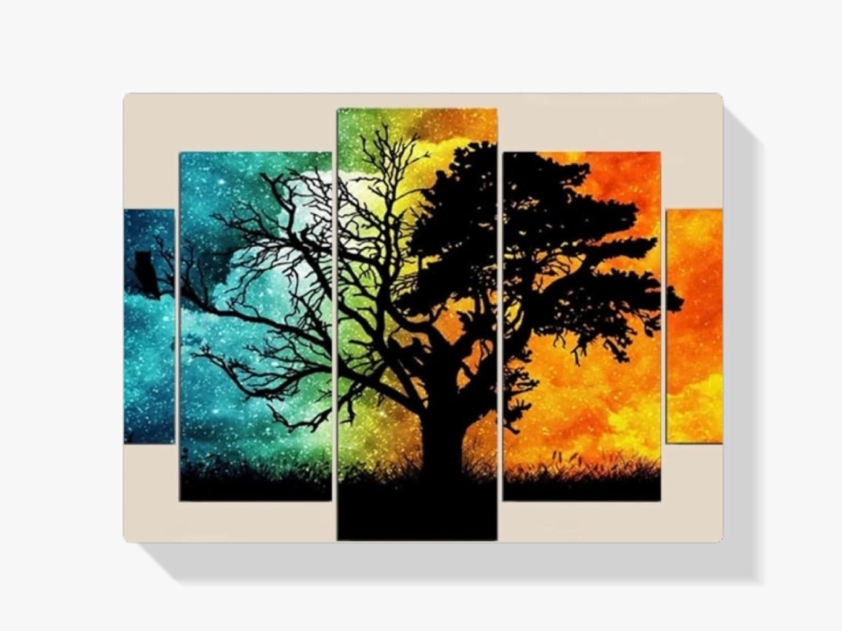 Bunter Baum am Abend - Malen nach Zahlen