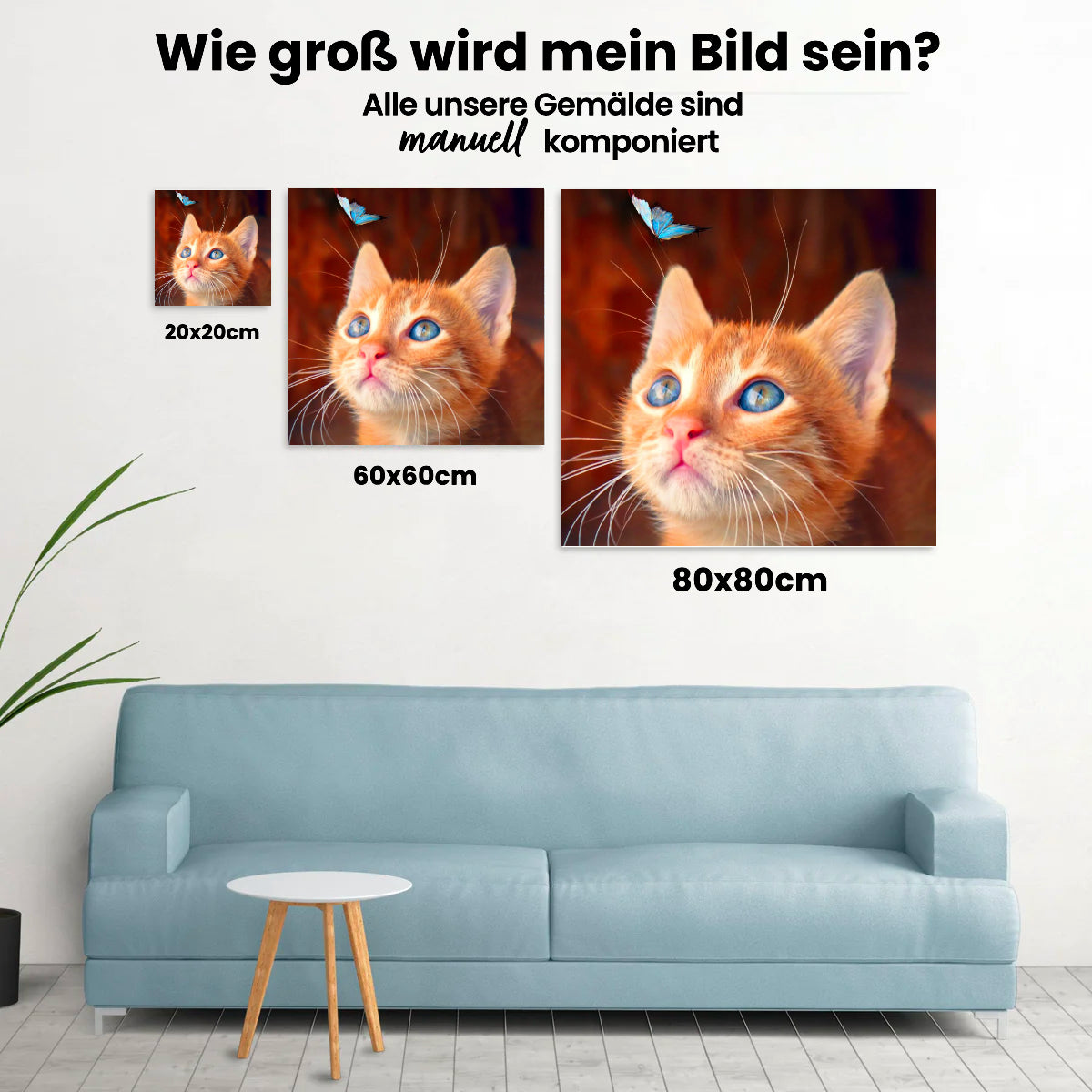 Das Kätzchen und der blaue Schmetterling - Malen nach Zahlen