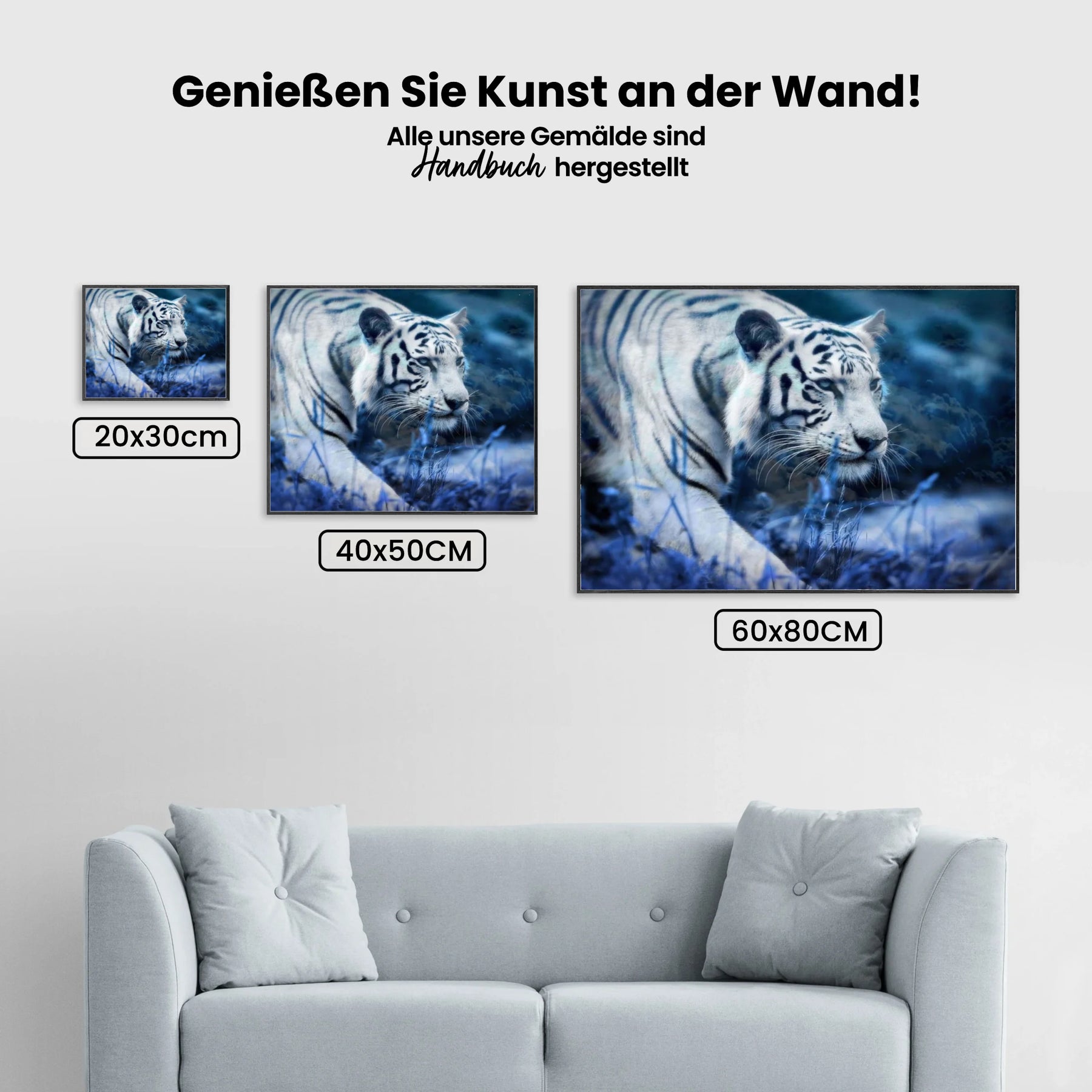 Der weiße Tiger in Bewegung - Malen nach Zahlen