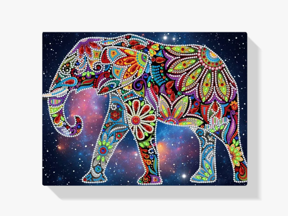Elefant Mandala | Glow in the Dark - Malen nach Zahlen