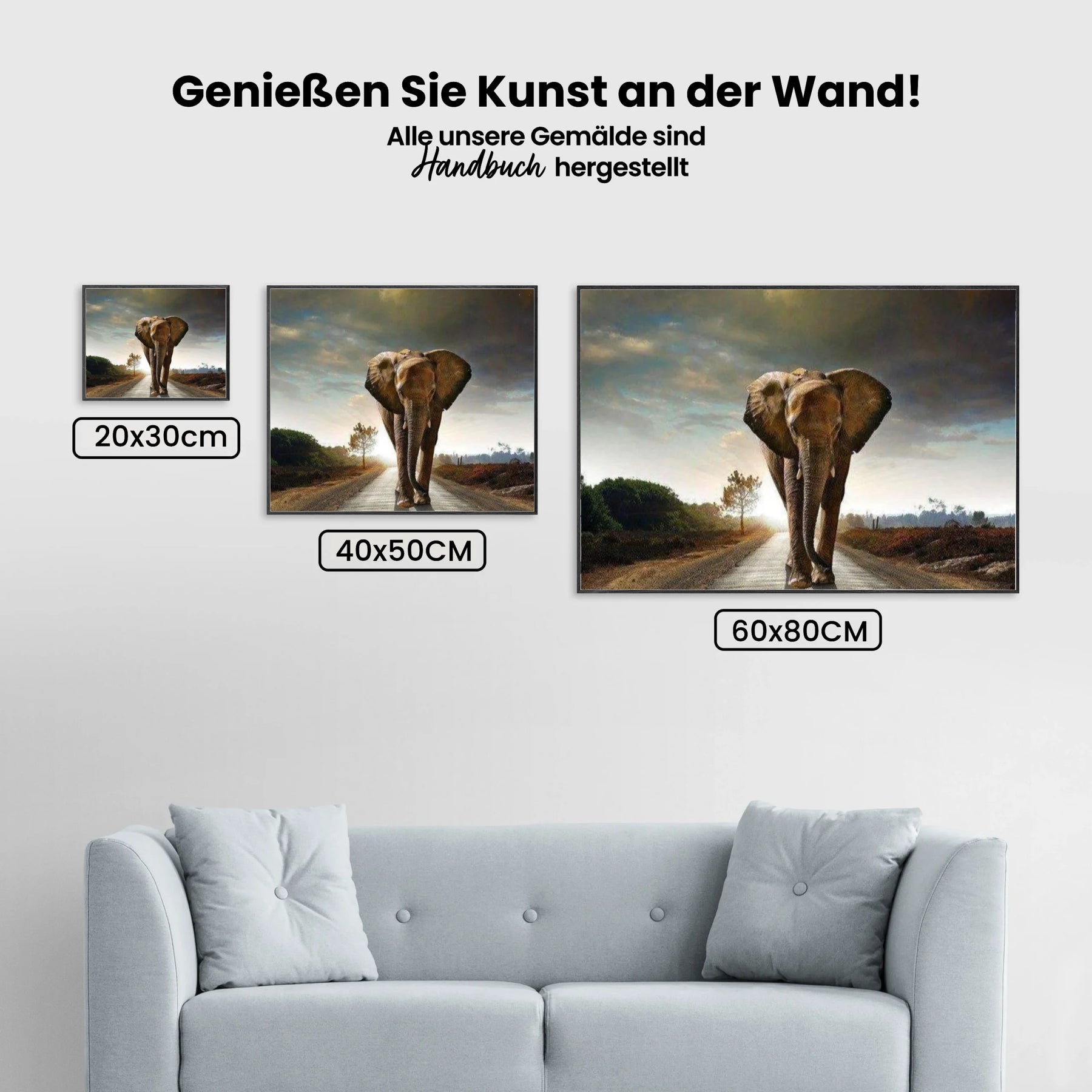 Elefant auf der Straße - Malen nach Zahlen