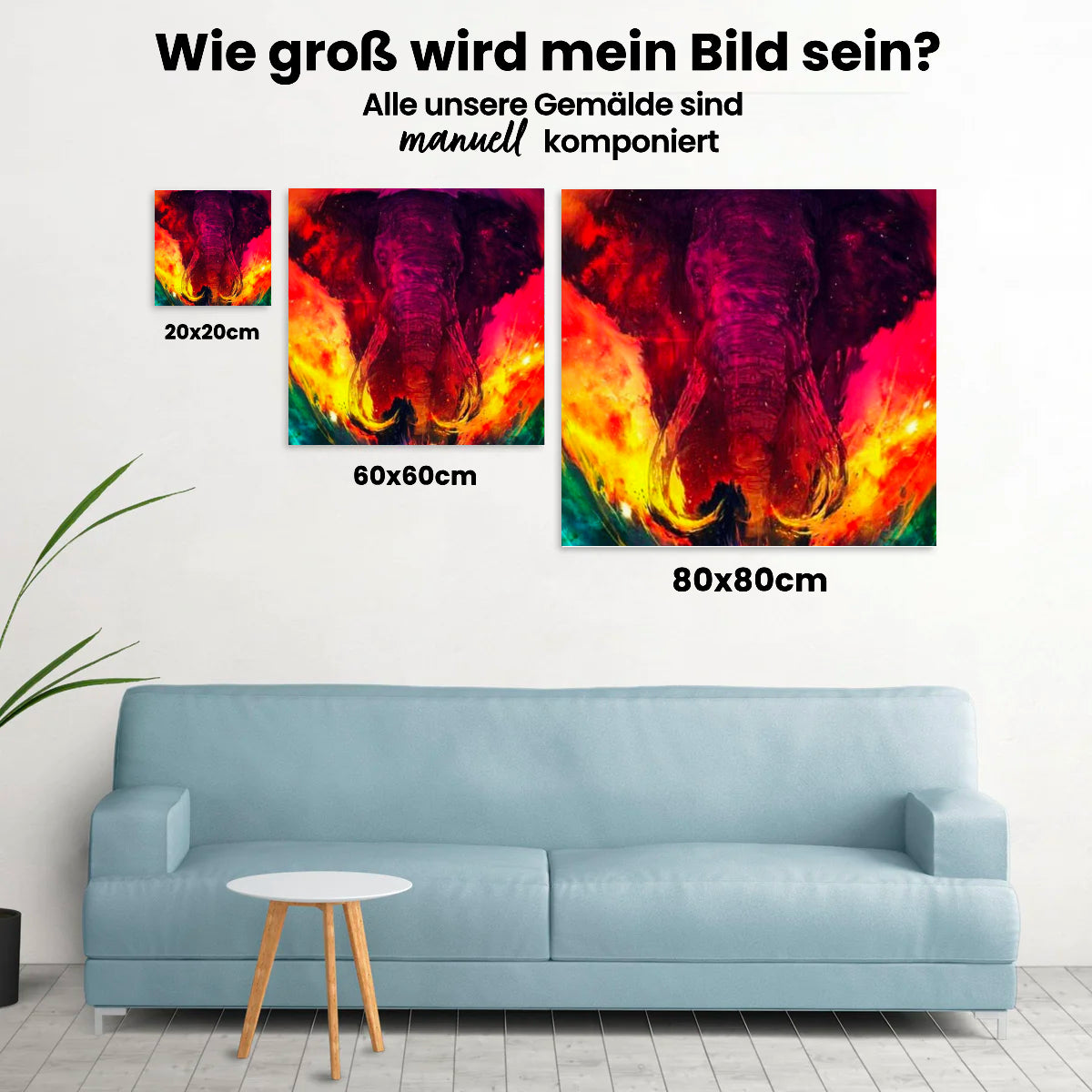 Elefant mit Farben - Malen nach Zahlen