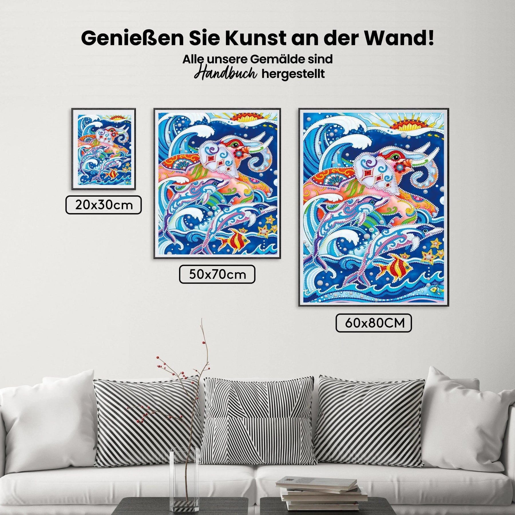 Elefant und Delfine | Glow in the Dark - Malen nach Zahlen