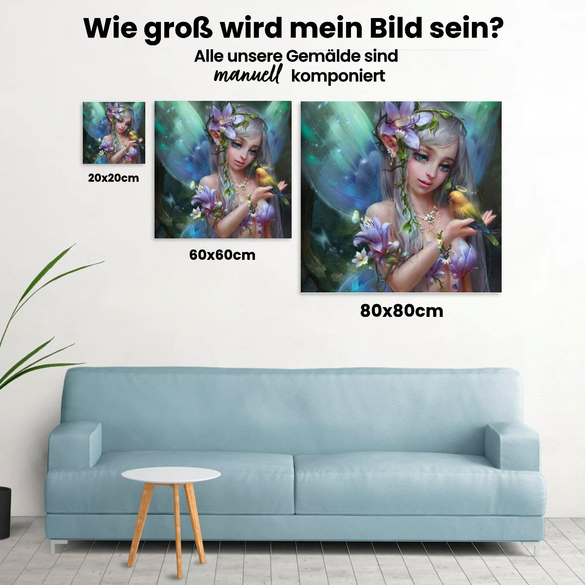 Elfe und Vogel - Malen nach Zahlen
