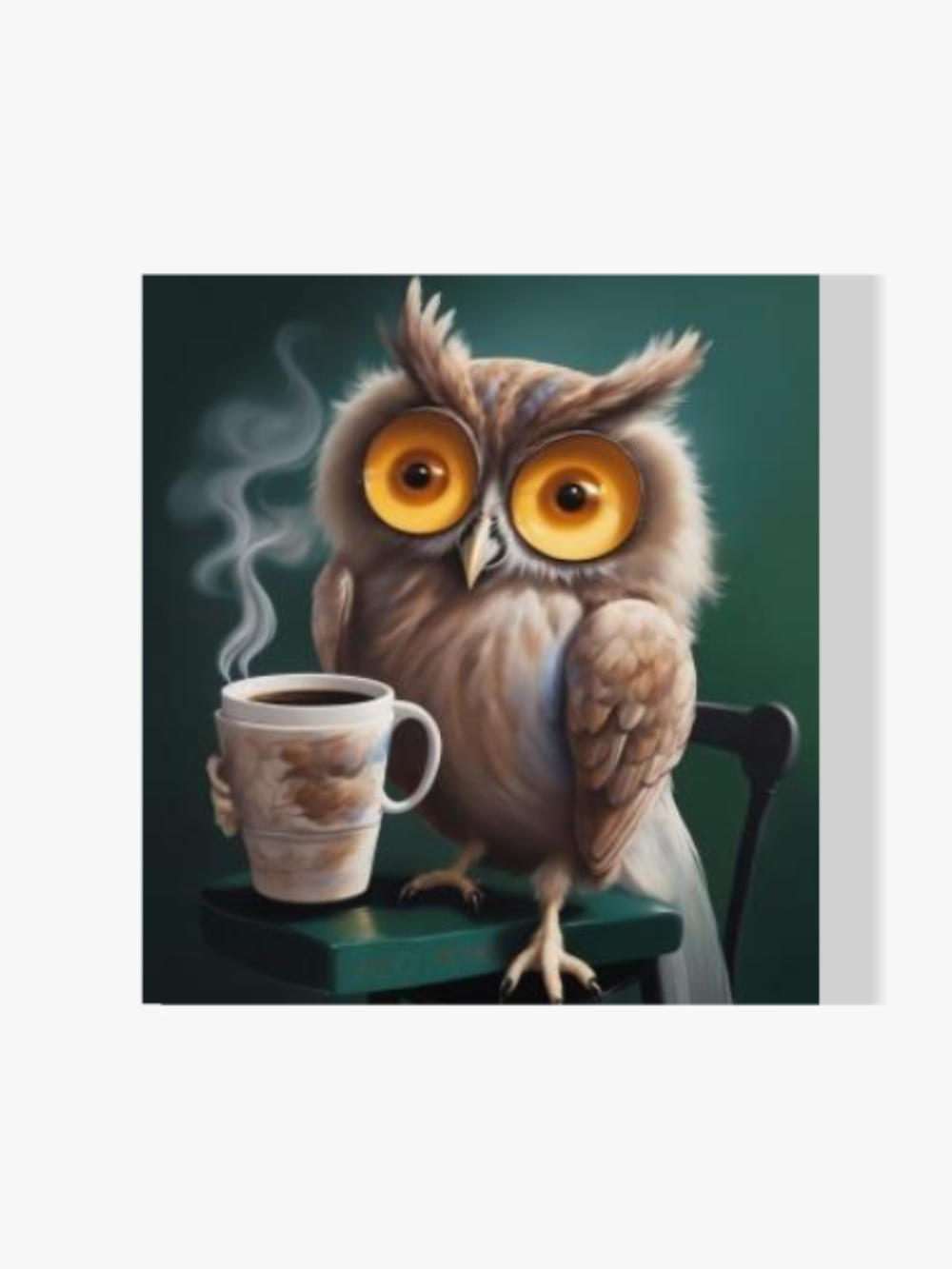 Eule mit Kaffee - Malen nach Zahlen