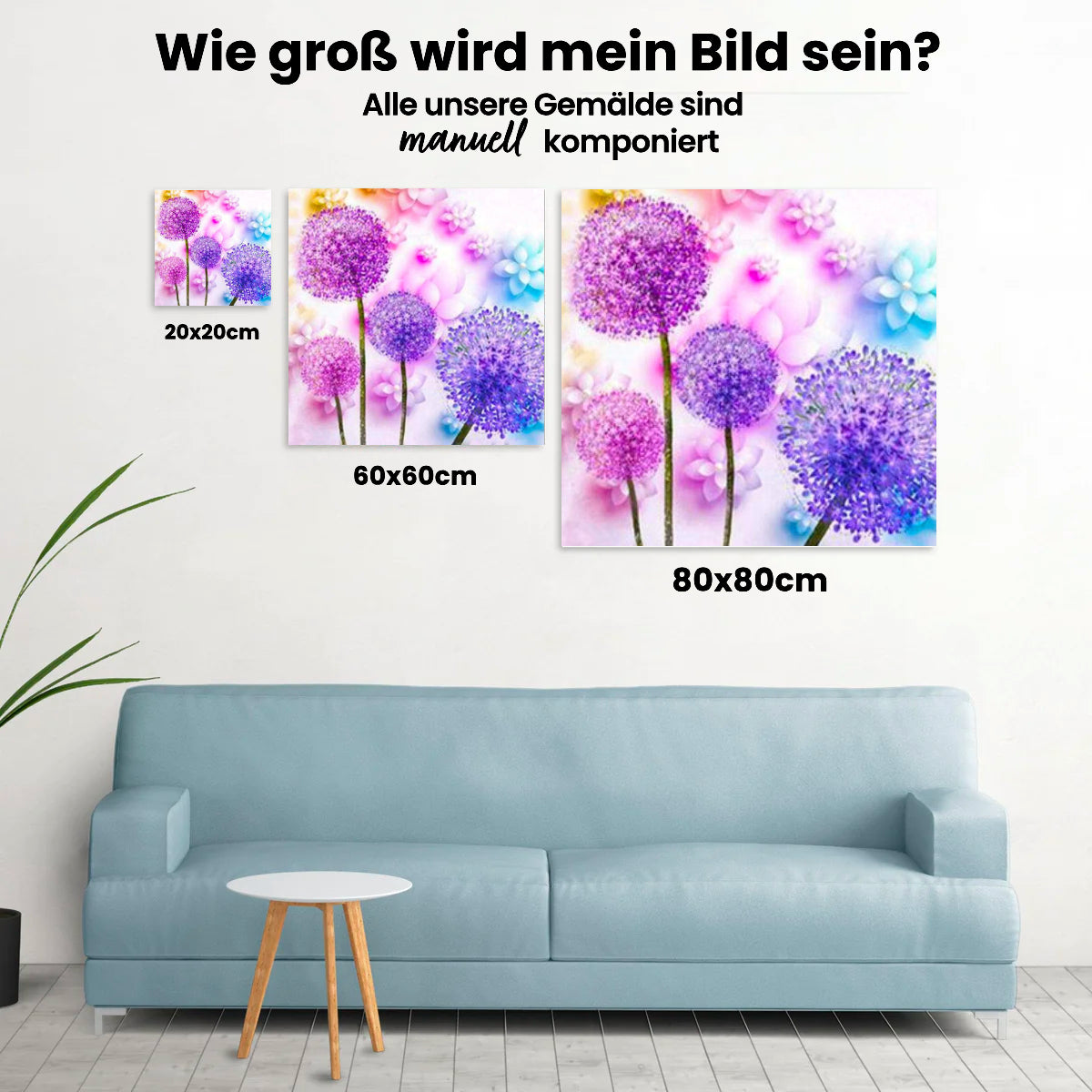 Farbiger Pusteblumen - Malen nach Zahlen