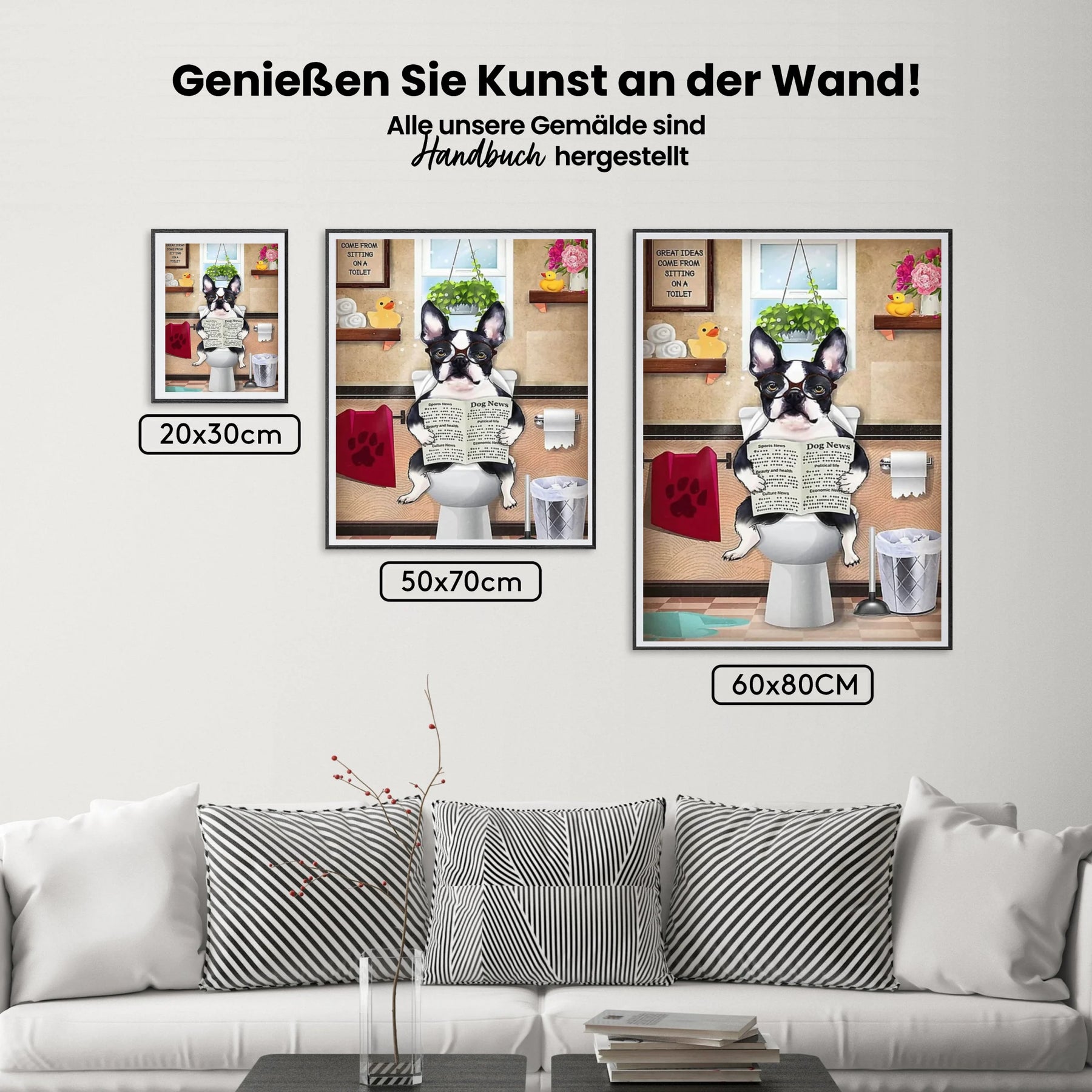 Französische Bulldogge Auf Toilette - Malen nach Zahlen