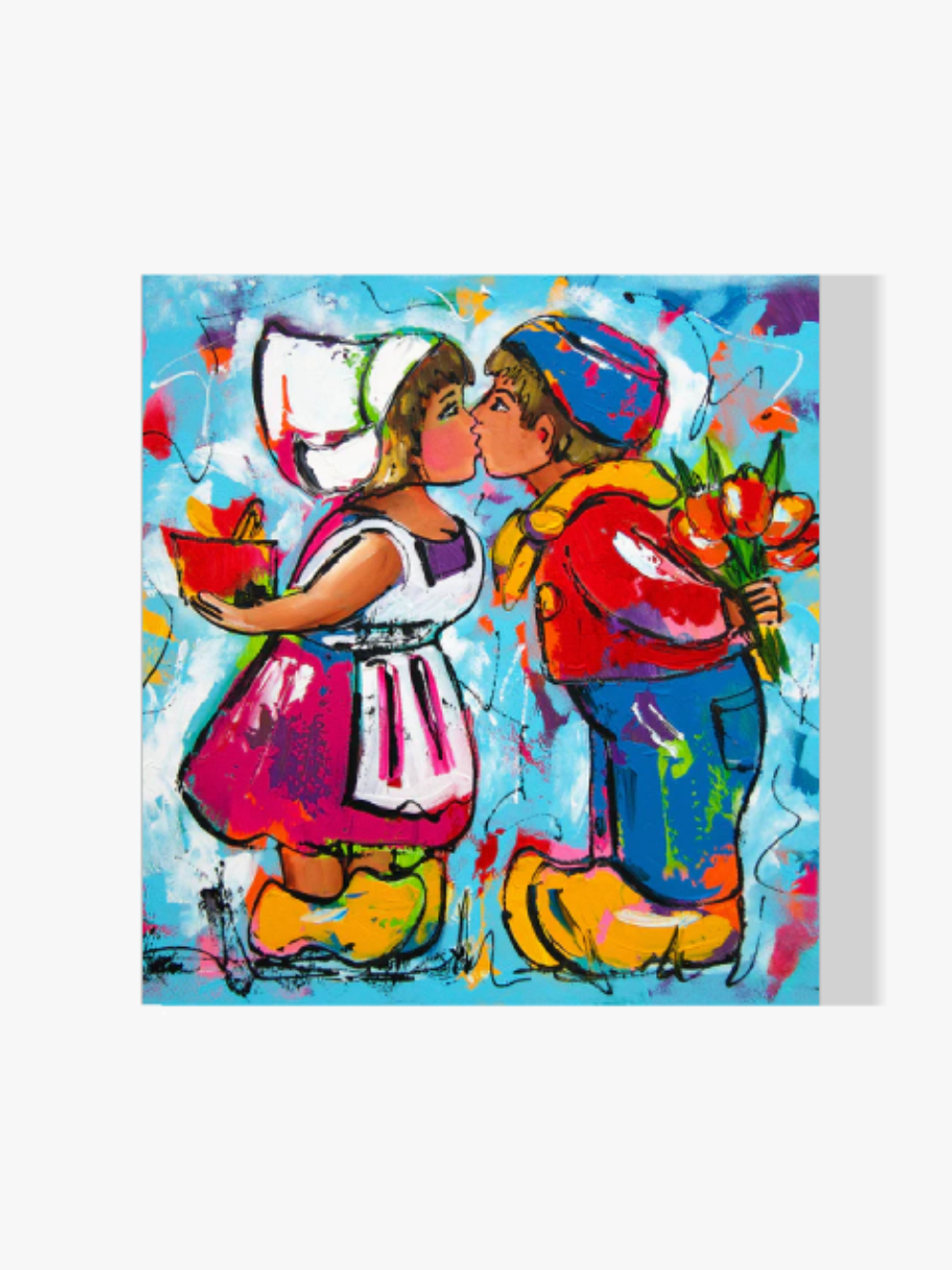 Fröhliche Malerei - Küssendes Paar - Malen nach Zahlen