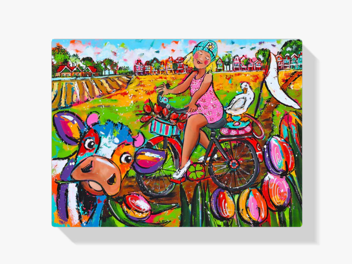 Fröhliche Malerei - Kuh und Radfahrer - Malen nach Zahlen