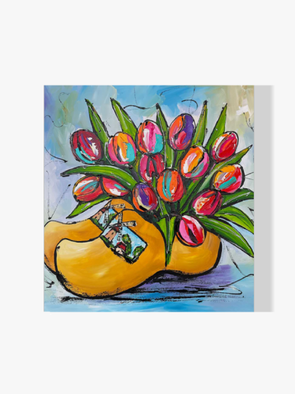 Fröhliche Malerei - Tulpen in Holzschuhen - Malen nach Zahlen