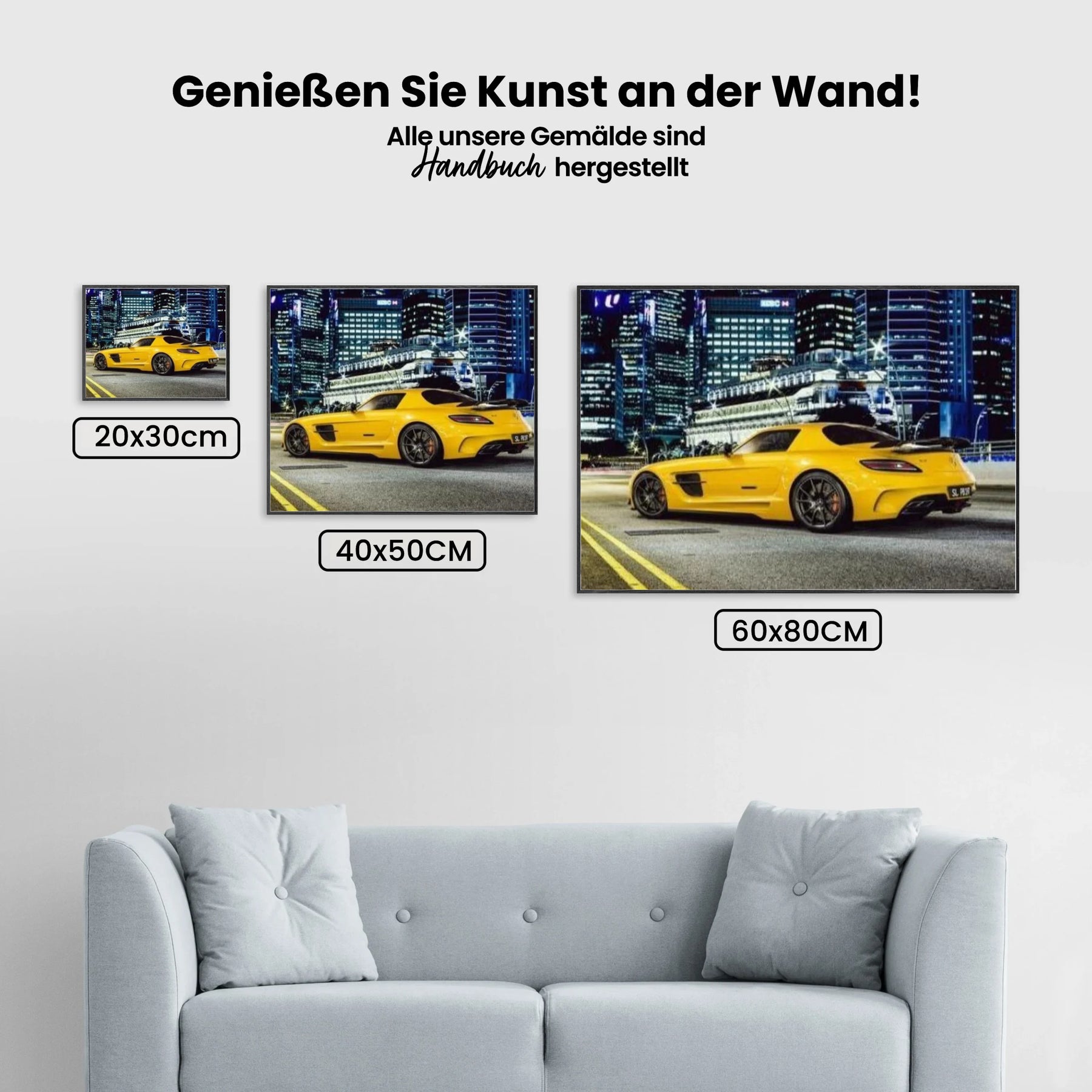 Gelber Sportwagen 2 - Malen nach Zahlen