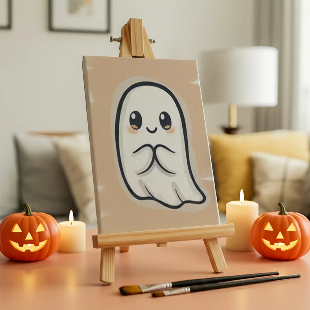 Malen nach Zahlen - 6 Mini-Gemälde | Gruseliges Geist-Emoji