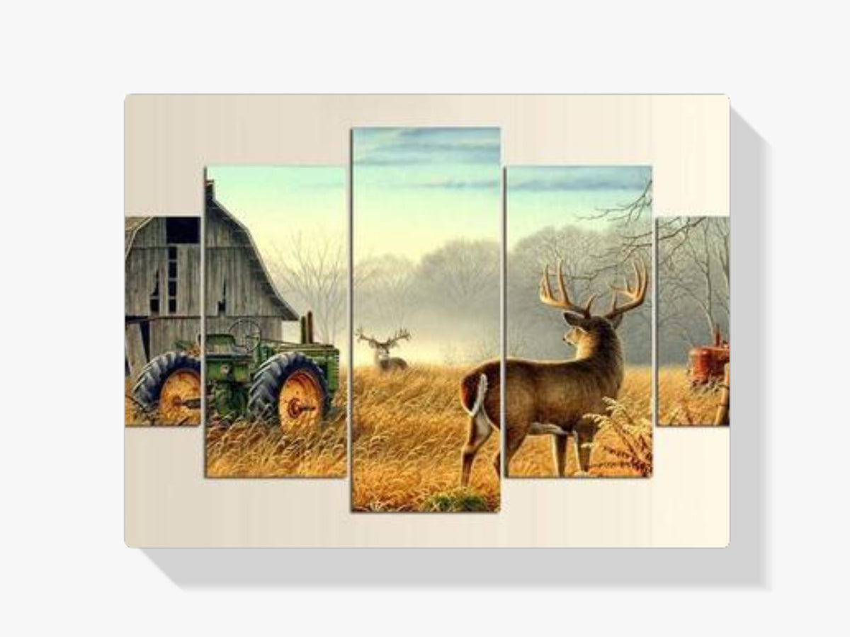 Hirsche auf dem Bauernhof 5 Teile - Malen nach Zahlen