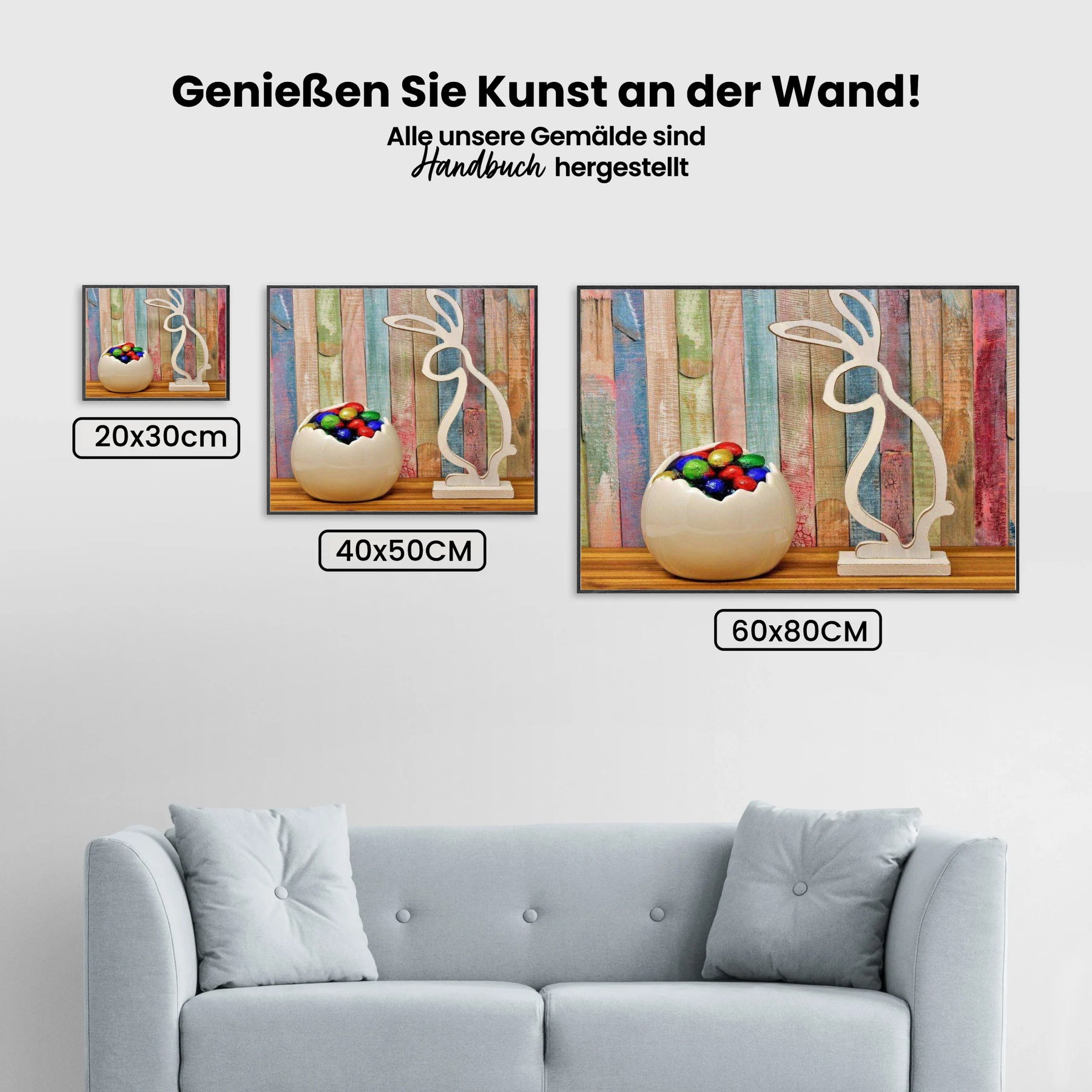 Hölzerner Osterhase mit Ostereiern - Malen nach Zahlen