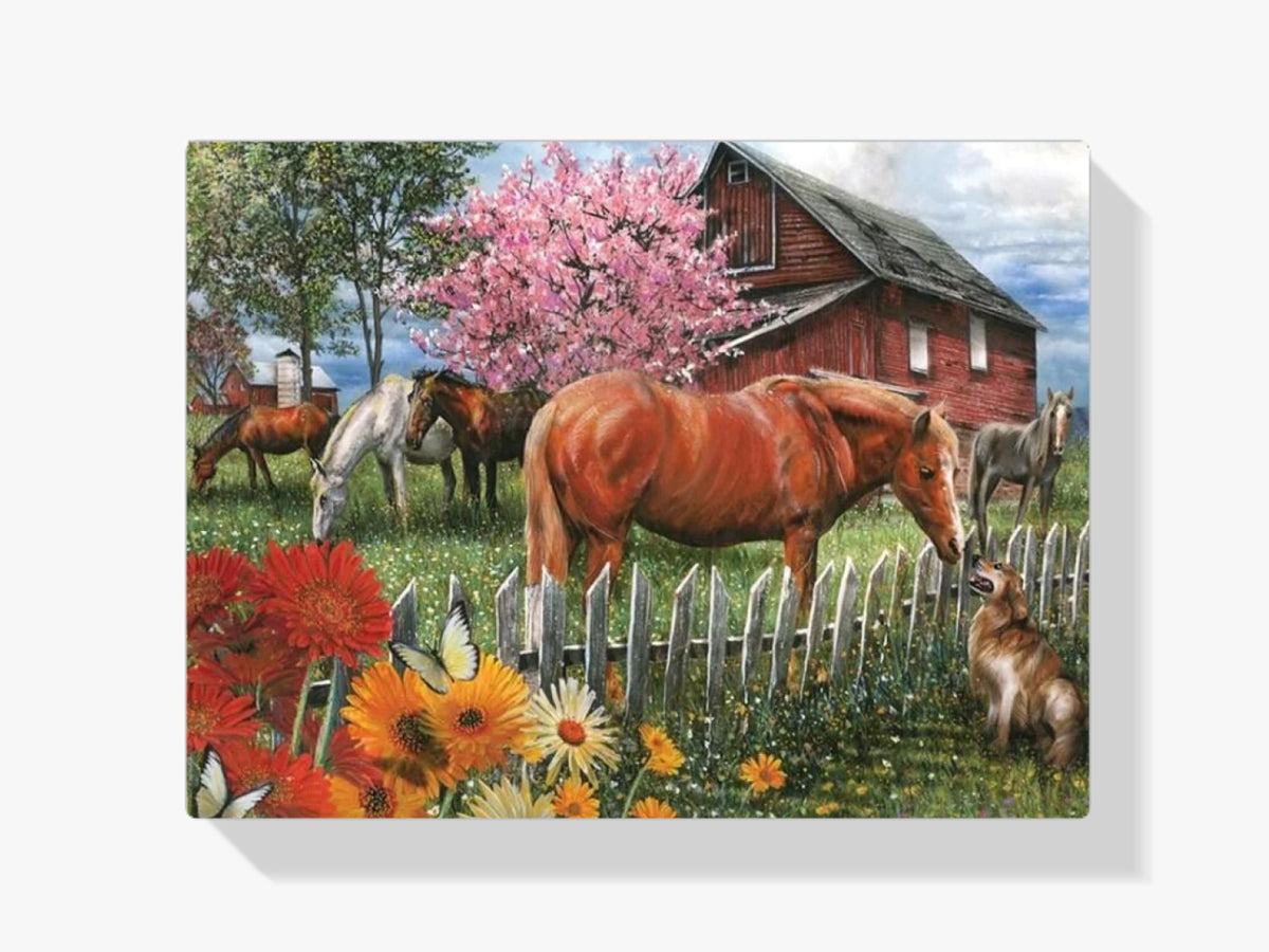 Hunde und Pferdefarm - Malen nach Zahlen