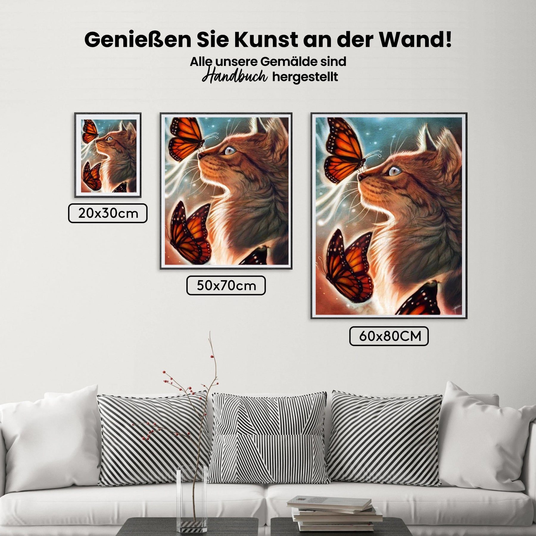 Katze - Schmetterling - Malen nach Zahlen