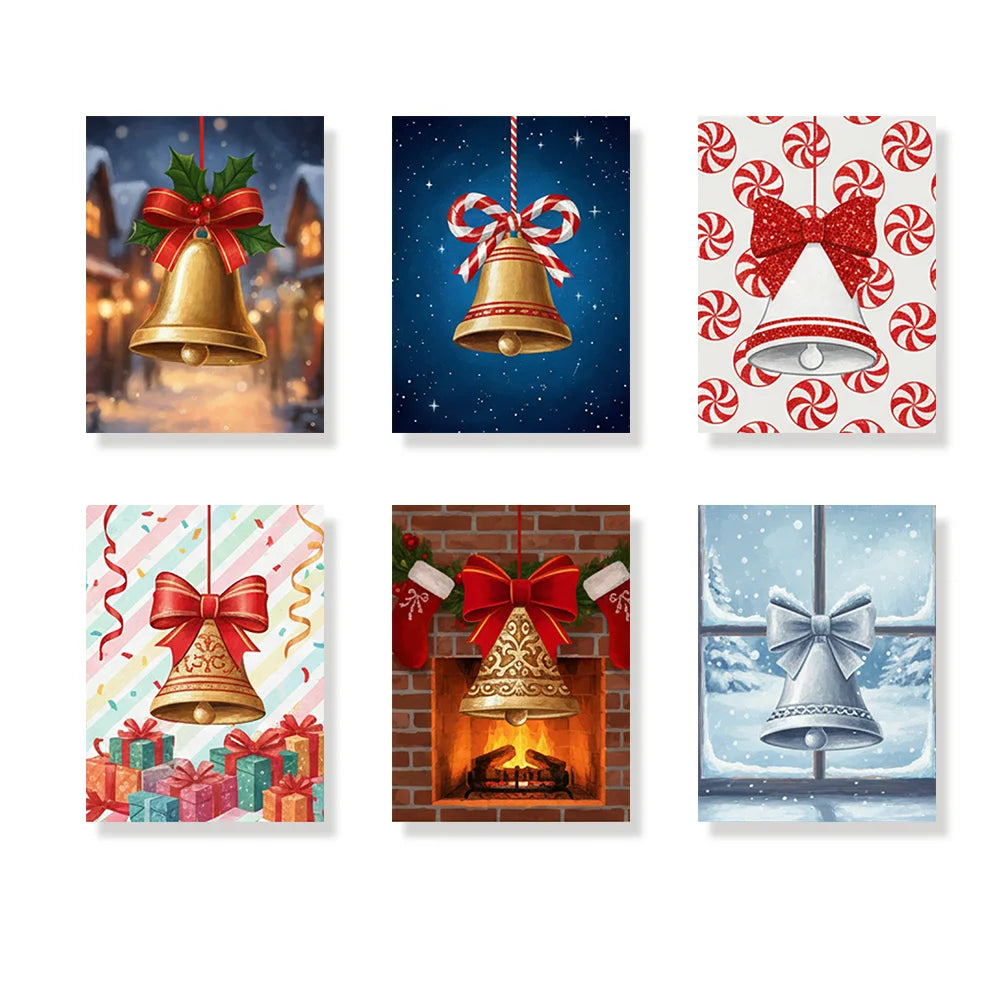 Malen nach Zahlen - 6 Mini-Gemälde | Kleine Weihnachtsglocke