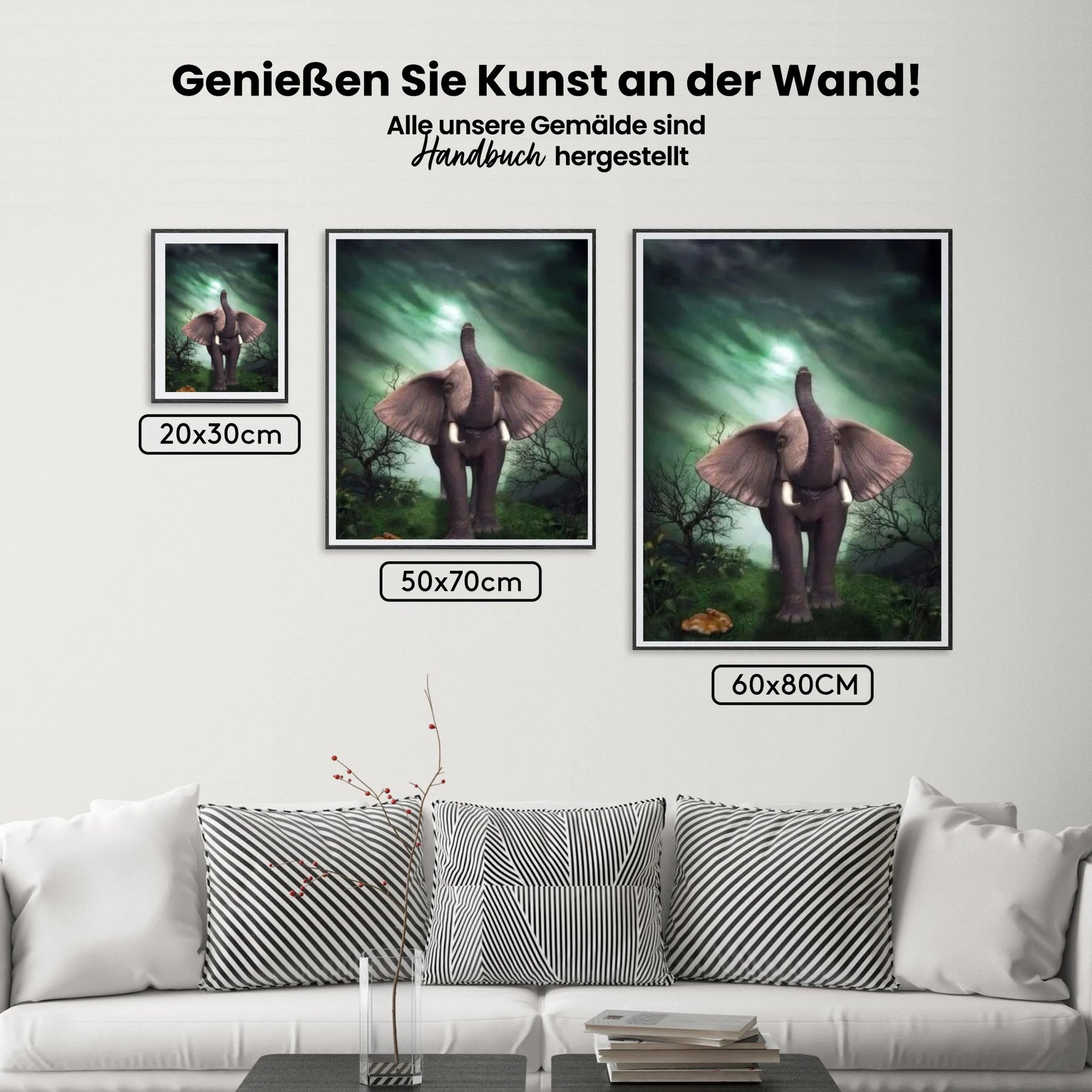 Kleiner Elefant mit Häschen - Malen nach Zahlen