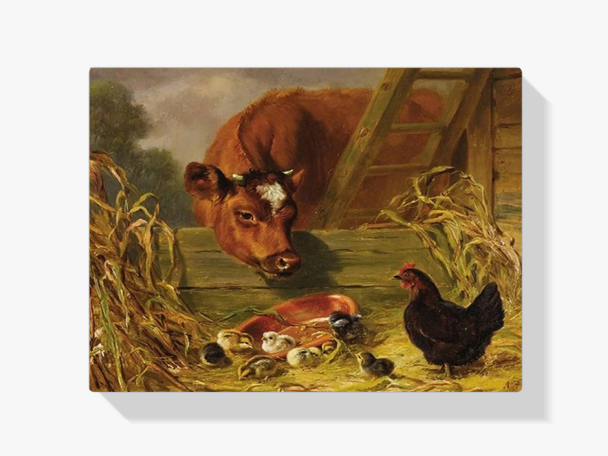 Kuh Huhn und Küken - Malen nach Zahlen