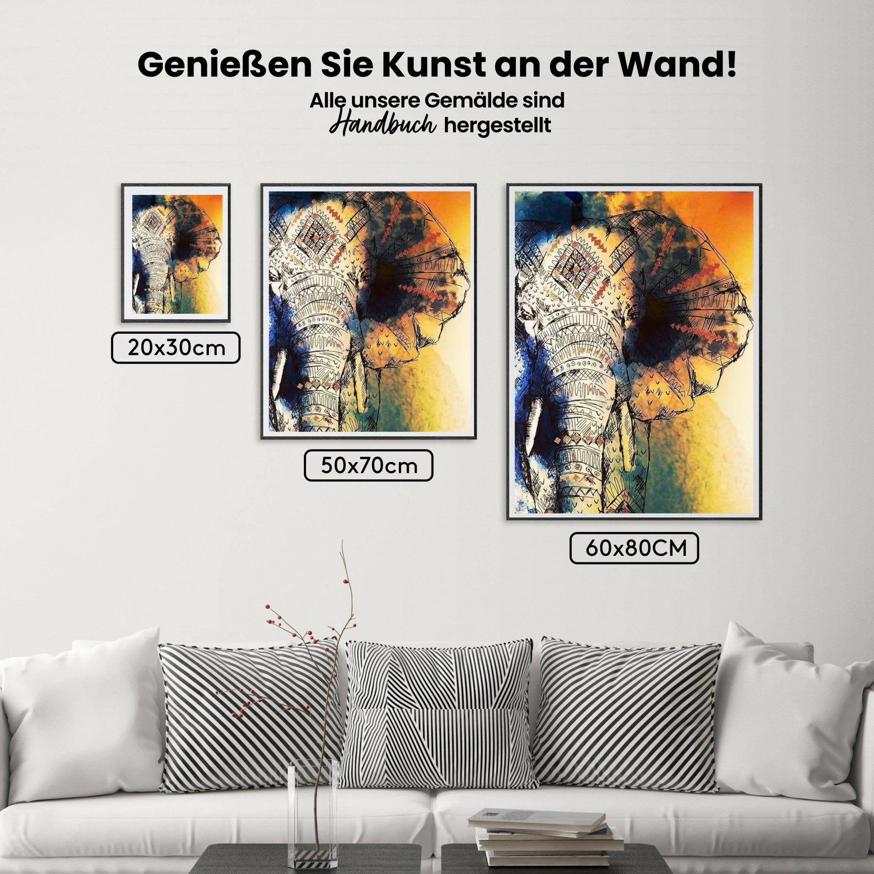 Kunstvoller Elefant - Malen nach Zahlen