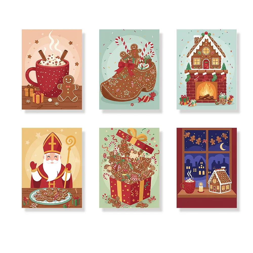 Malen nach Zahlen - 6 Mini-Gemälde | Lebkuchenfreude