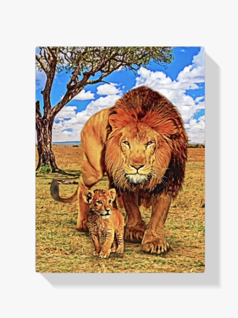 Löwe und Jungtier | Exklusives Design - Malen nach Zahlen