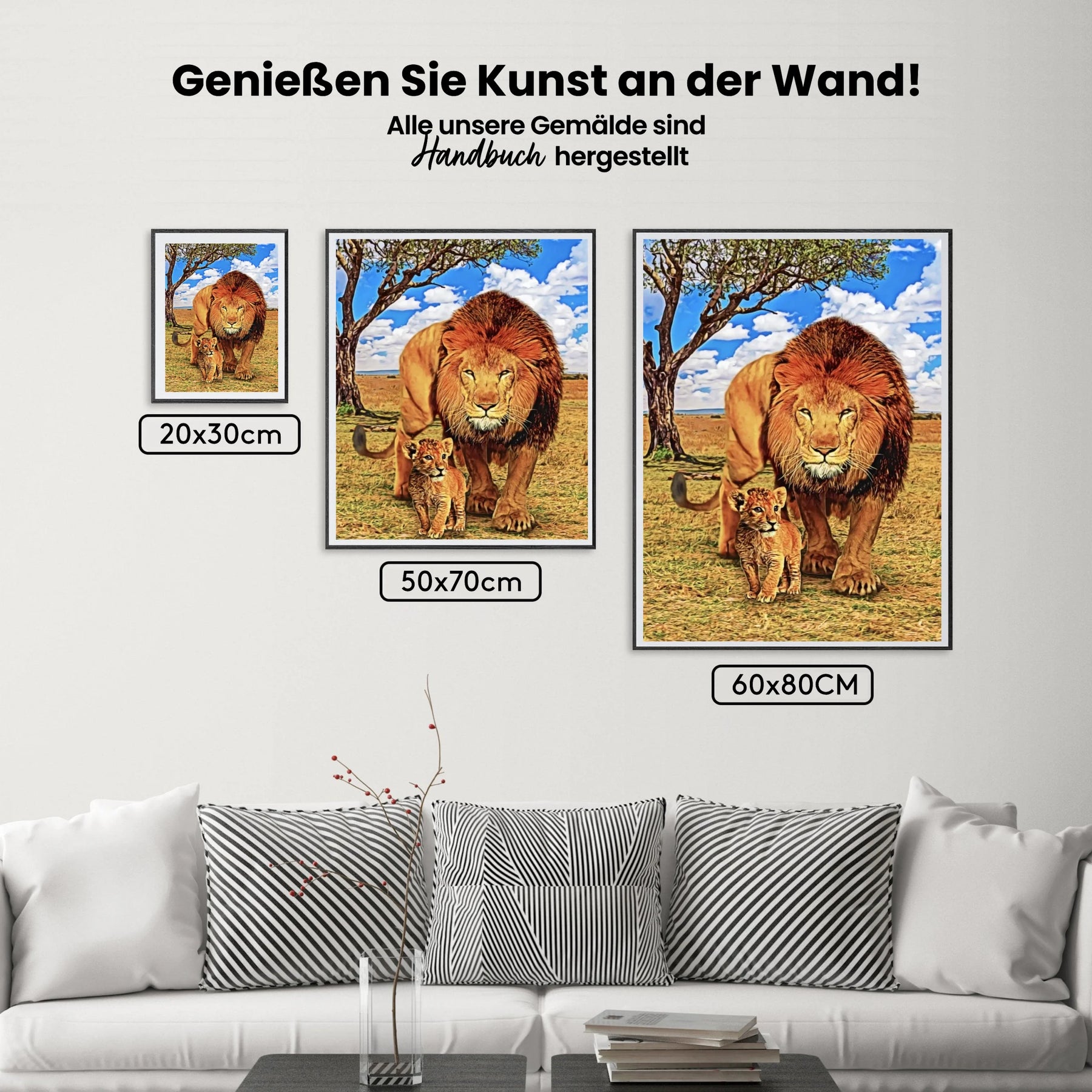 Löwe und Jungtier | Exklusives Design - Malen nach Zahlen
