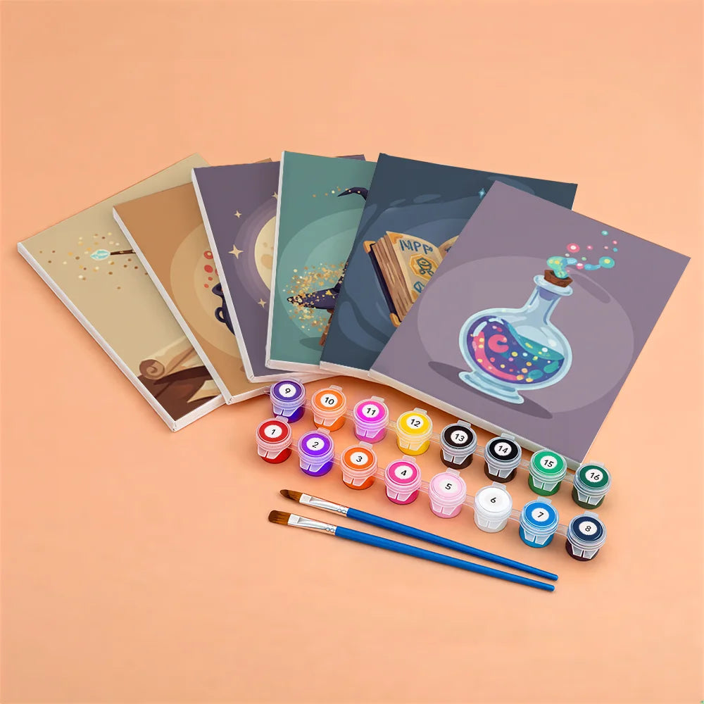 Malen nach Zahlen - 6 Mini-Gemälde | Magie und Zauber