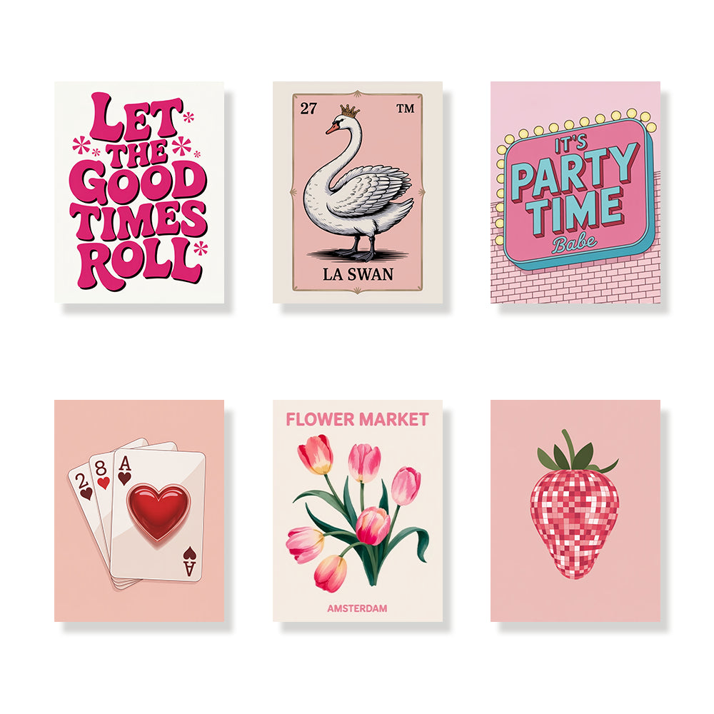 Malen nach Zahlen - 6 Mini-Gemälde | Denk Rosa-Set