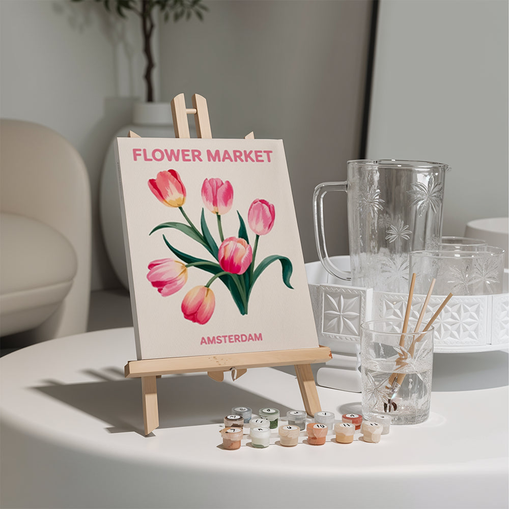 Malen nach Zahlen - 6 Mini-Gemälde | Denk Rosa-Set