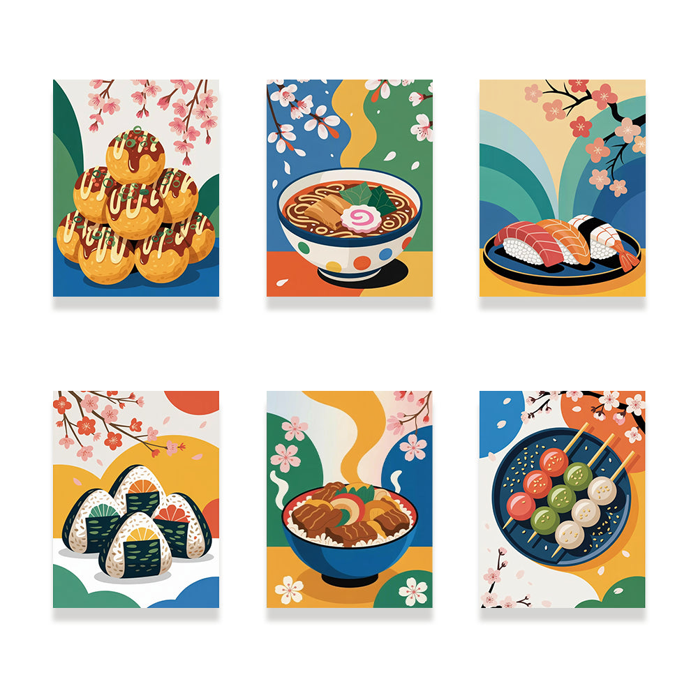 Malen nach Zahlen - 6 Mini-Gemälde | Genießen Sie Japan-Set