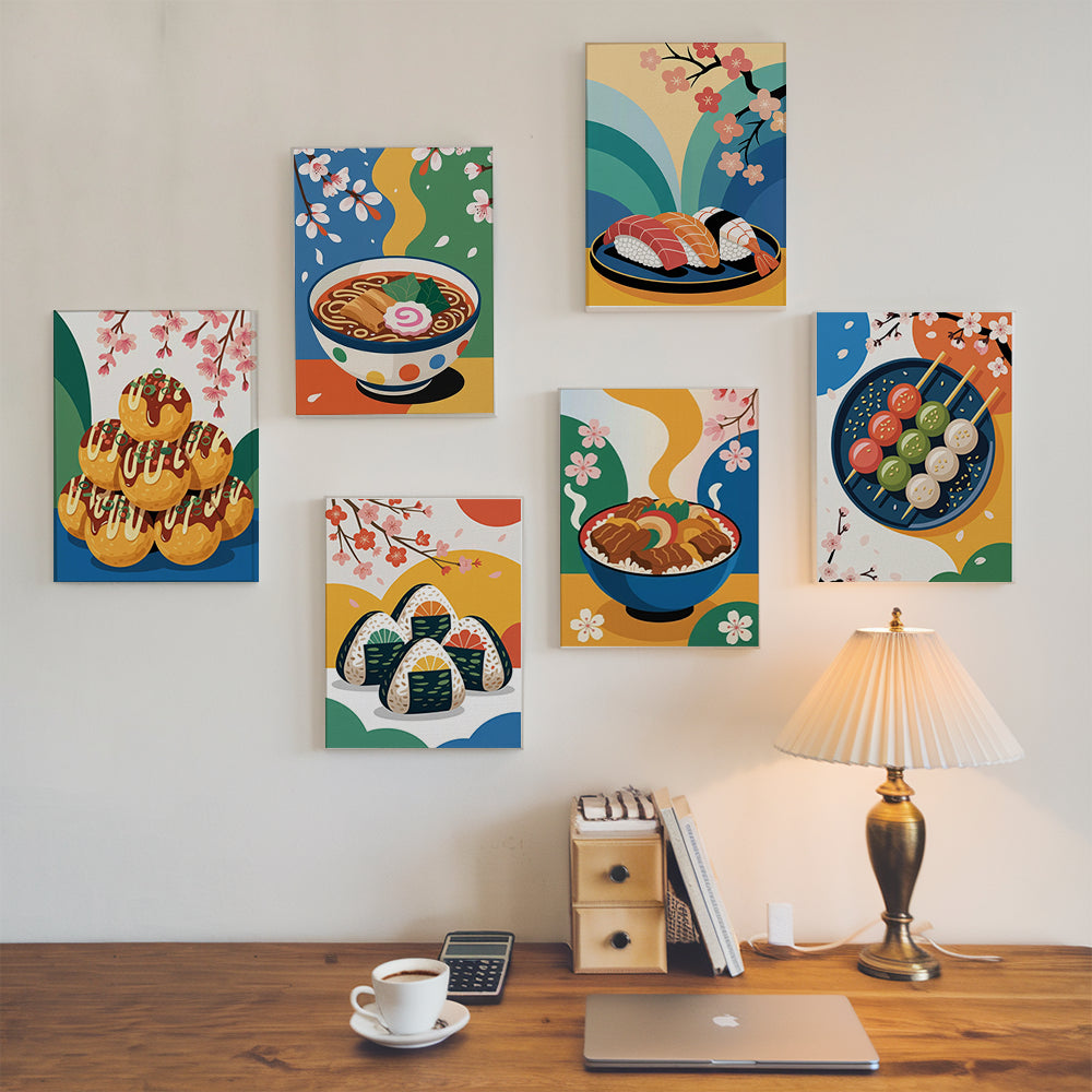 Malen nach Zahlen - 6 Mini-Gemälde | Genießen Sie Japan-Set