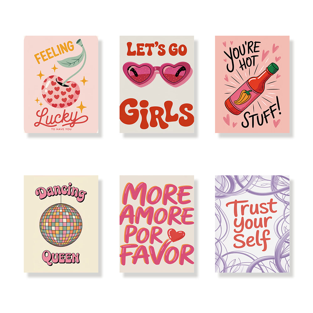 Malen nach Zahlen - 6 Mini-Gemälde | Glänze den ganzen Tag-Set