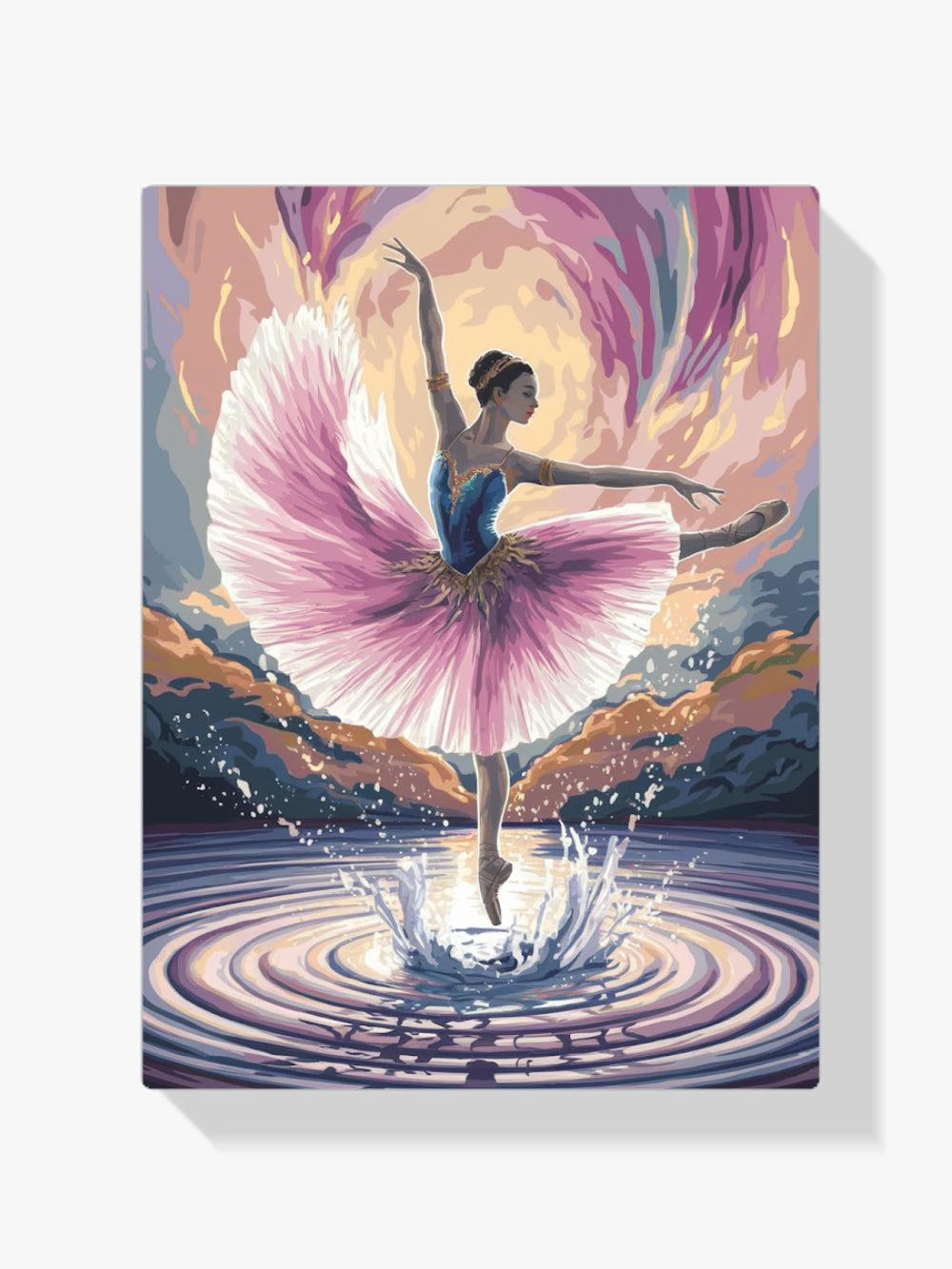 Malen nach Zahlen – Ballerina tanzt auf Wasser mit Spritzern V1-1