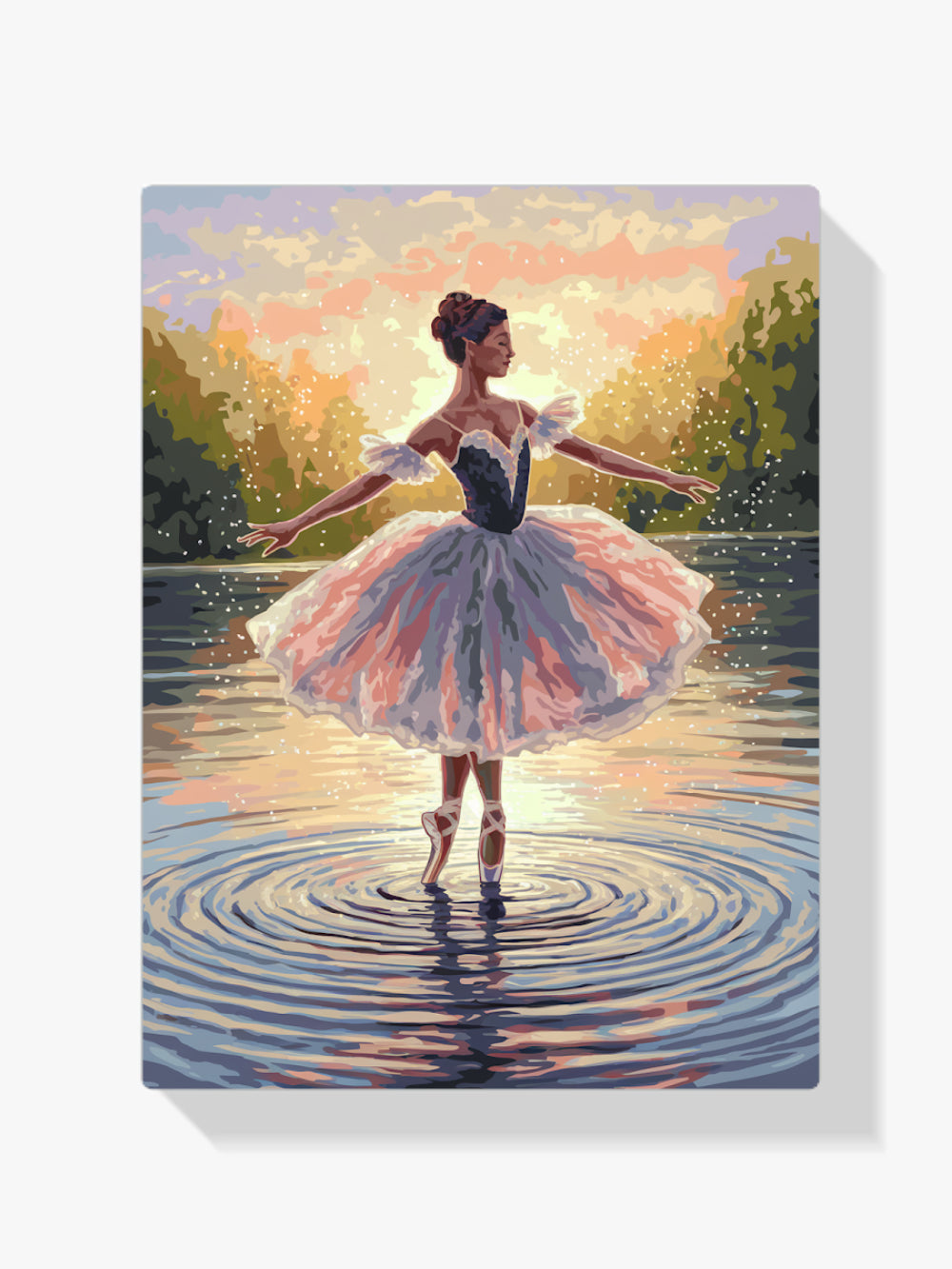 Malen nach Zahlen - Ballerina tanzt auf Wasser mit Spritzern V2