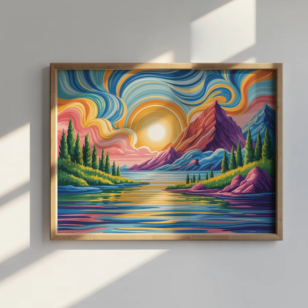 Malen nach Zahlen - Gemalter Himmel, spiegelnder See