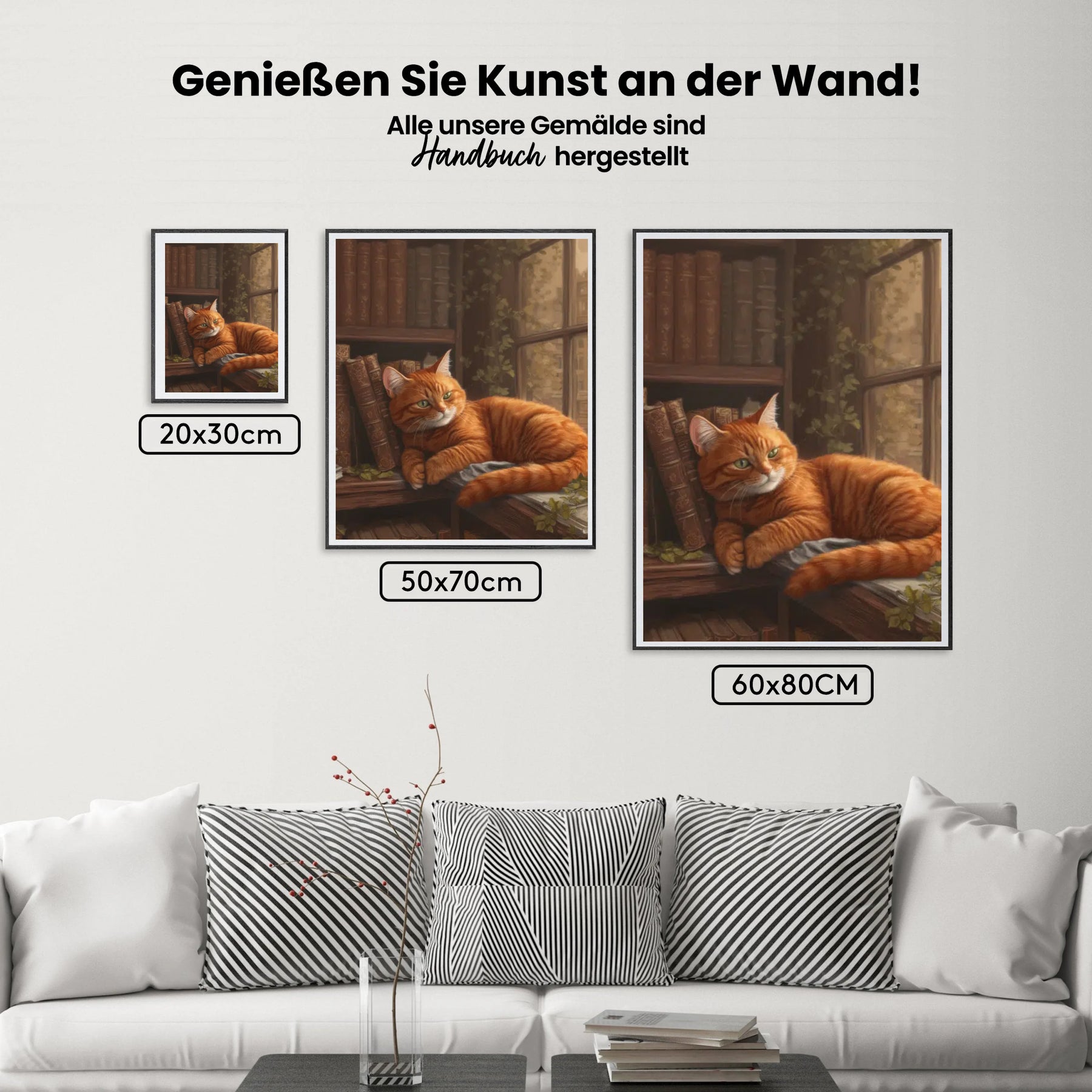 Malen nach Zahlen - Gemütliche Katze in einer Bibliothek