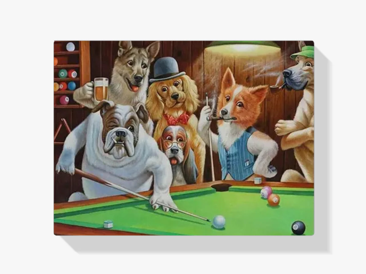 Malen nach Zahlen - Hunde spielen Pool