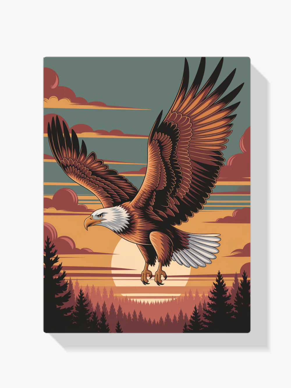 Malen nach Zahlen – Majestätischer Adler im Flug mit weit ausgebreiteten Flügeln-1