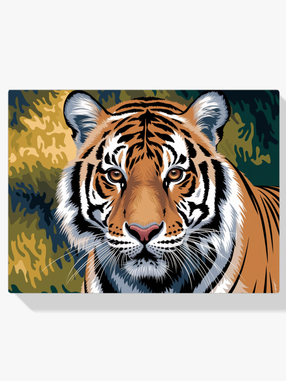 Malen nach Zahlen - Nahaufnahme des Gesichts eines Tigers mit stechenden Augen