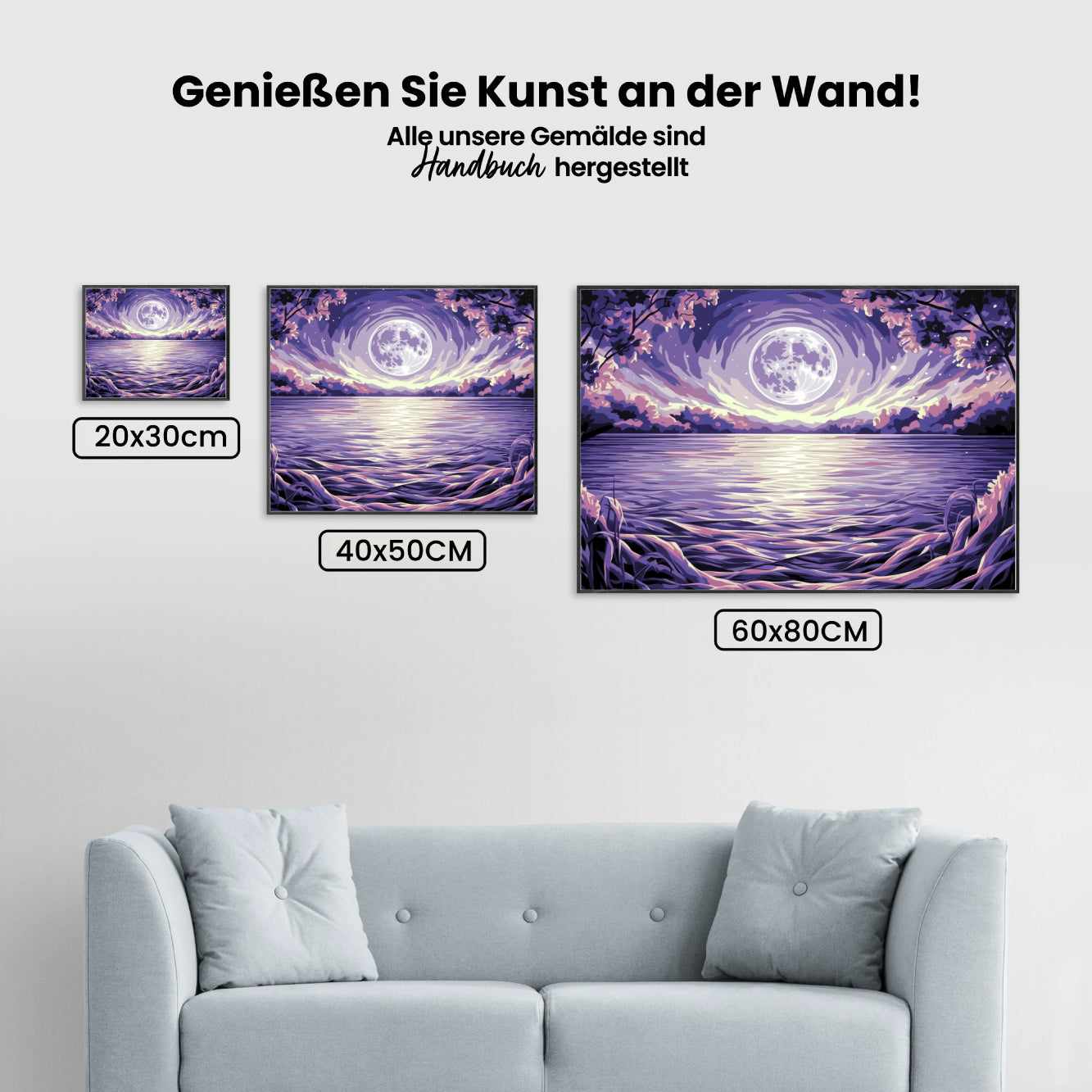 Malen nach Zahlen - Verträumter mondbeschienener See mit Spiegelung der Sterne