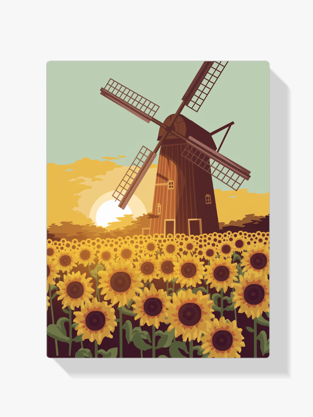 Malen nach Zahlen – Windmühle in einem Sonnenblumenfeld-1