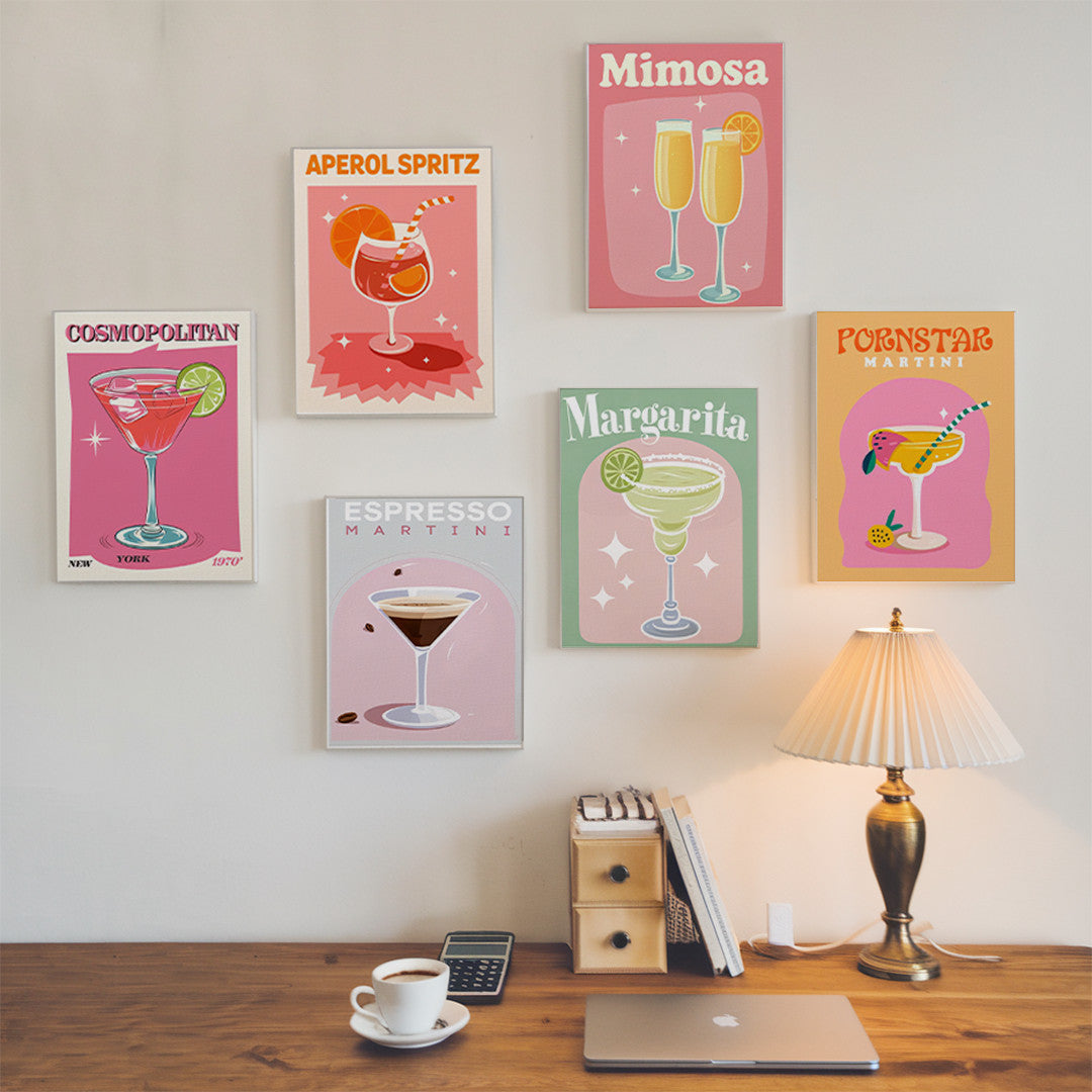 Malen nach Zahlen – 6 Mini-Gemälde Buntes Cocktail-Set-6