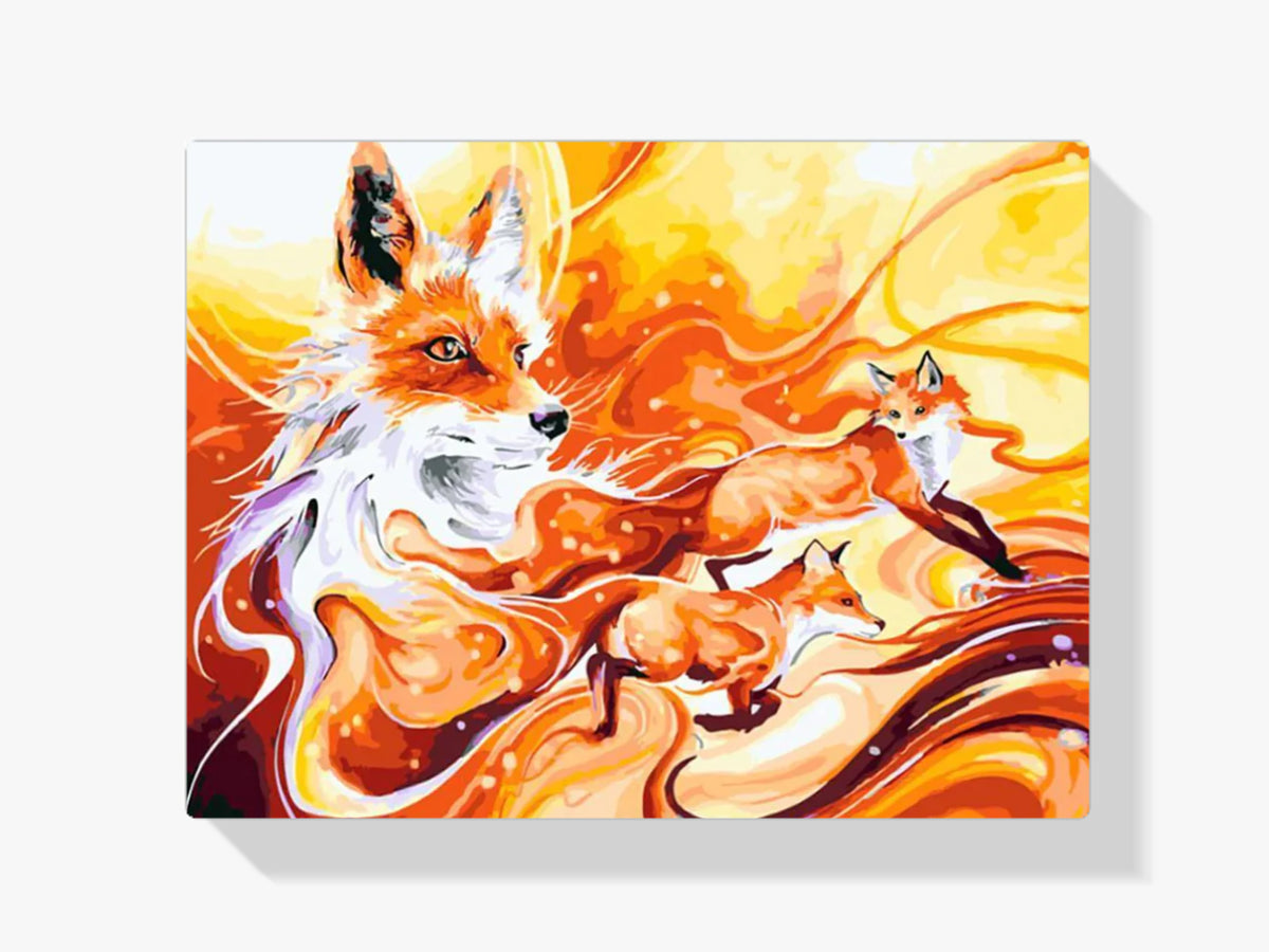 Malen nach Zahlen – Eine Gruppe von Füchsen